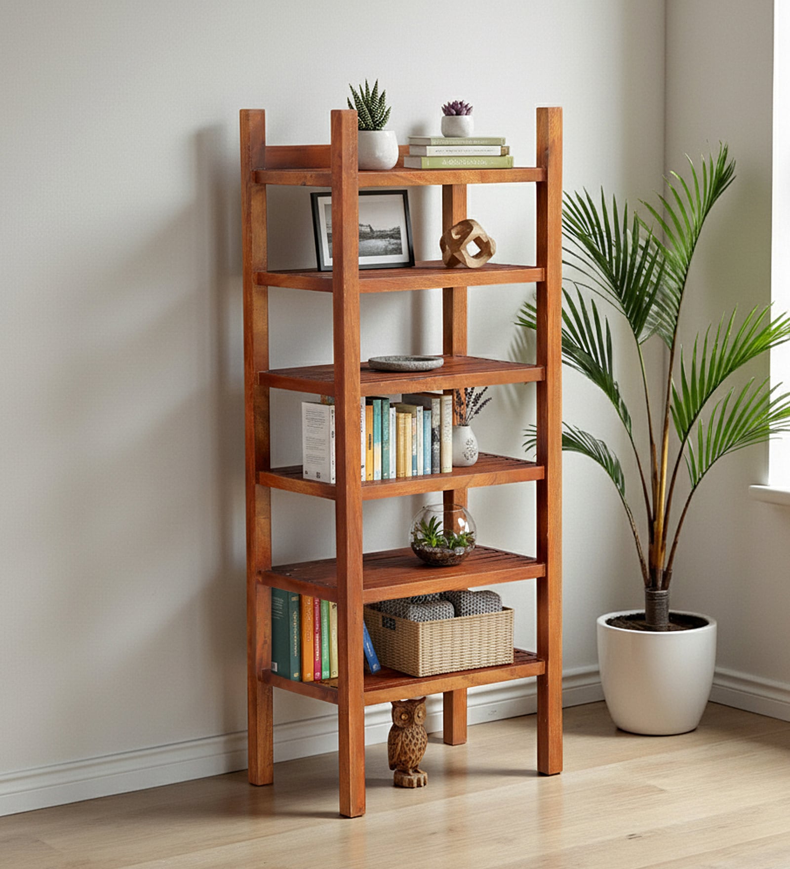 Grabow Mango Wood Book Shelf In Walnet Finish
