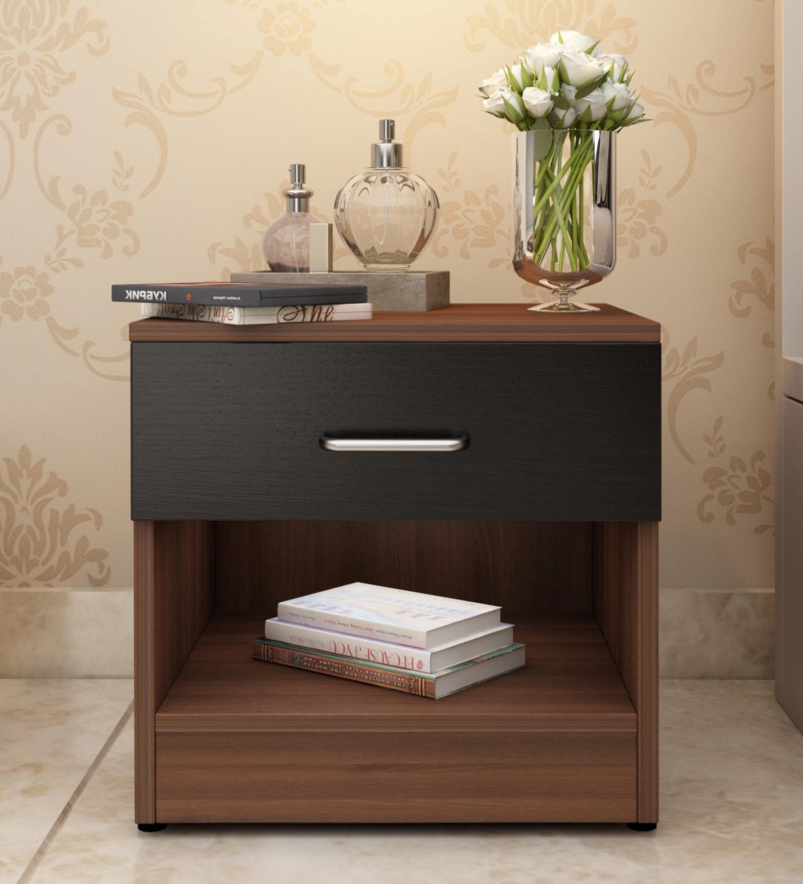 Grace Bed Side Table in Walnut & Wenge Colour