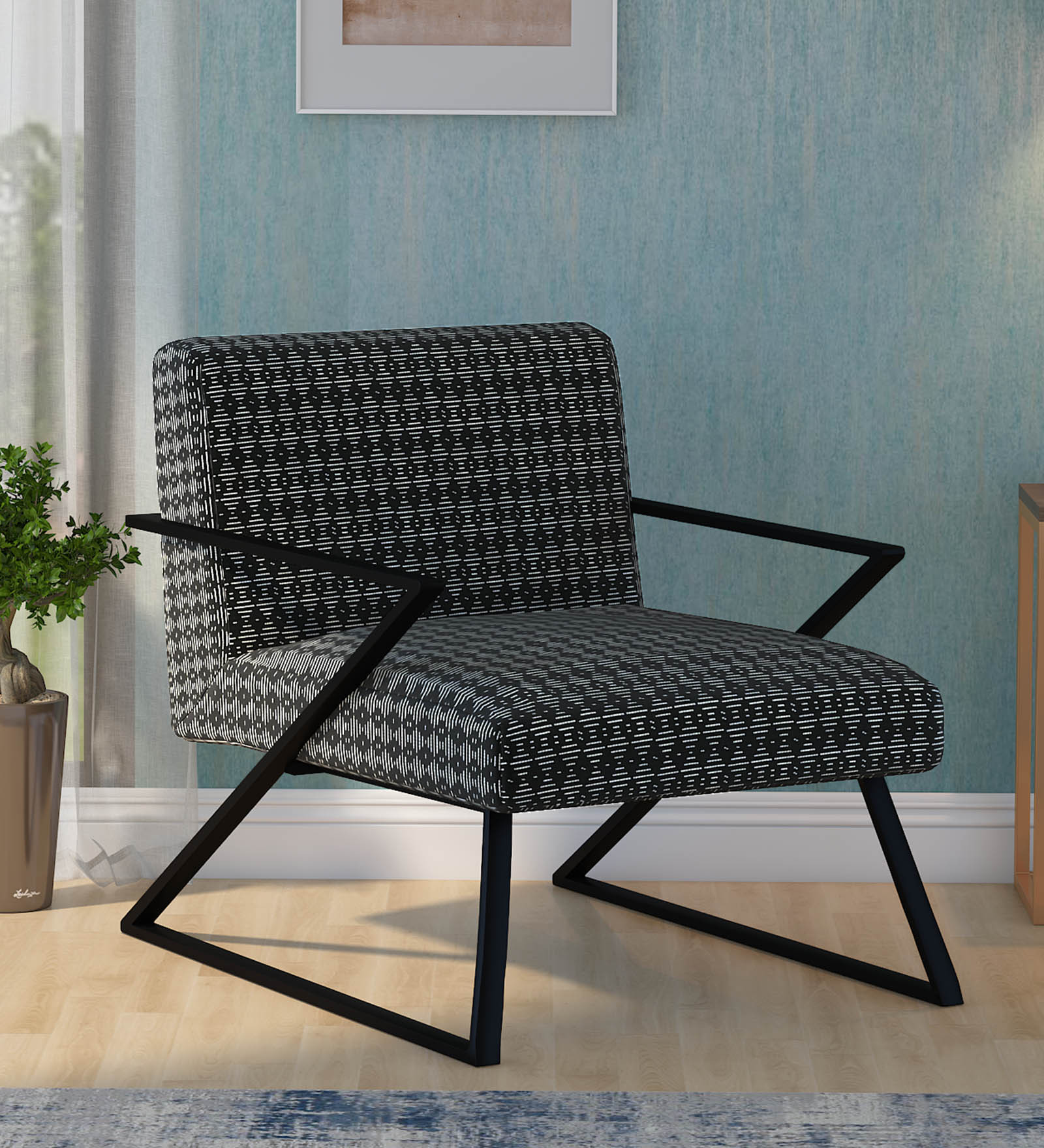 Grace Lounge Chair with Base in Grey Finish