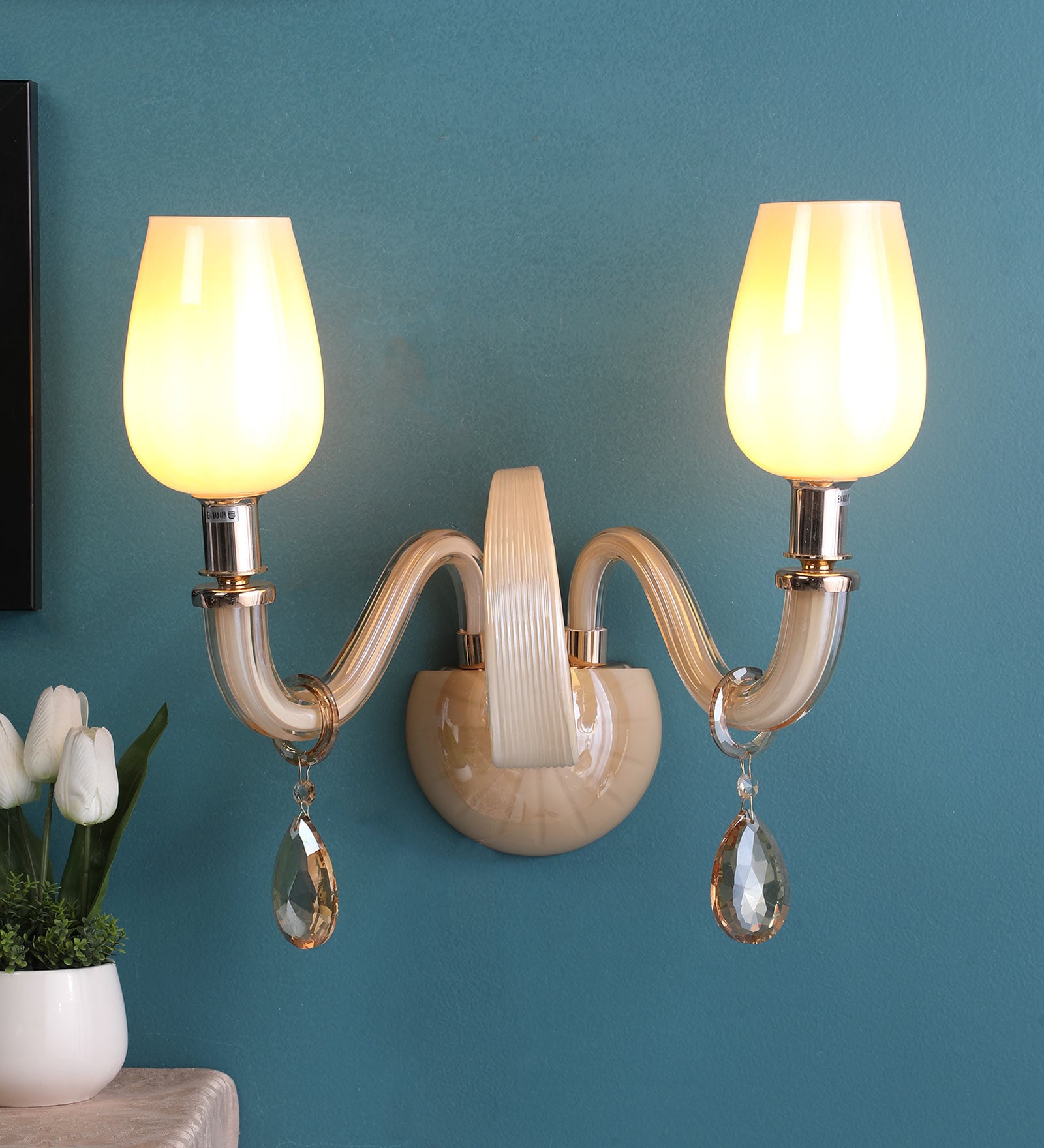 Gracil Beige Crystal Wall Sconces