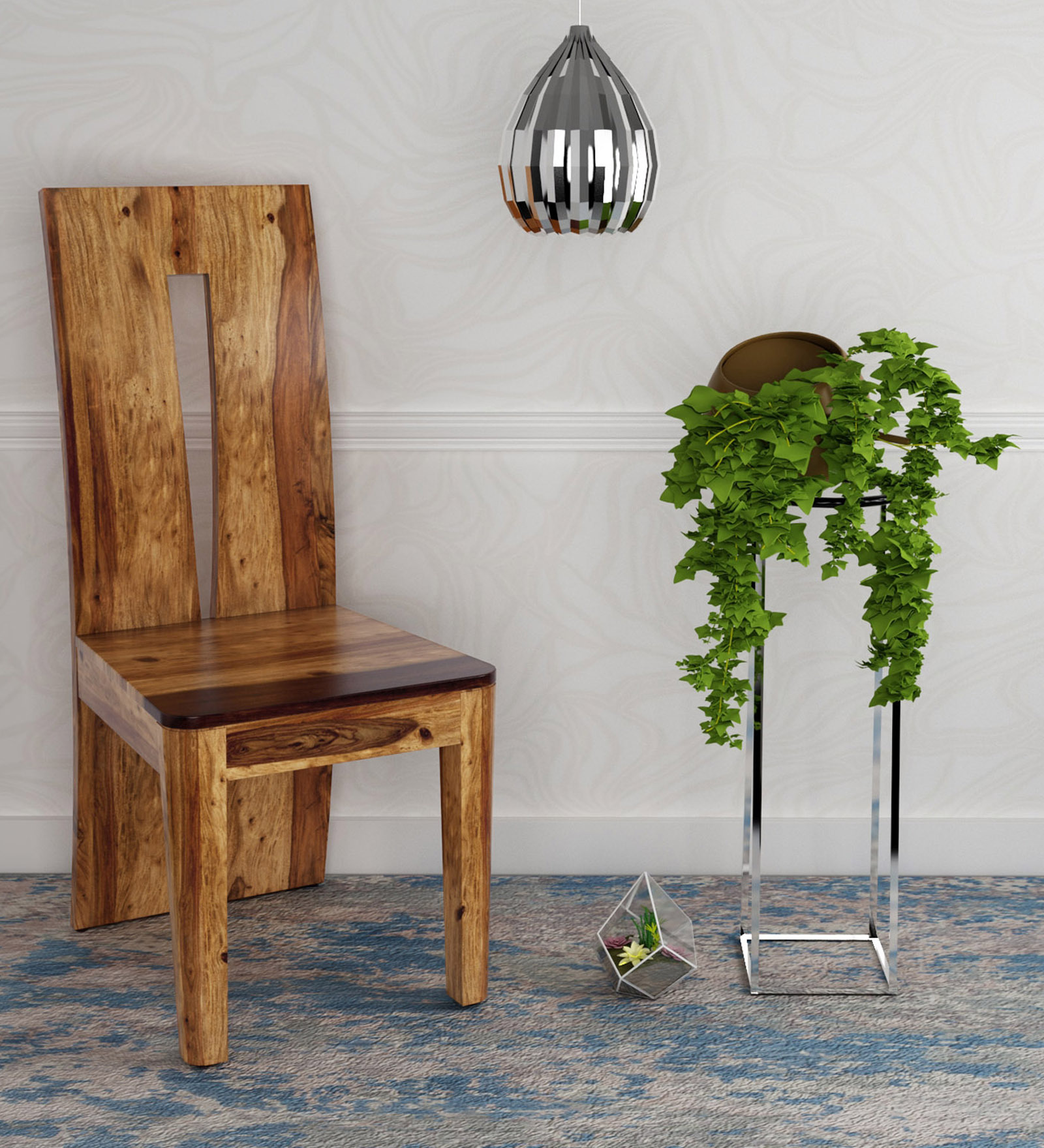 Granada Solid Wood Dining Chair in Natural Walnut Finish