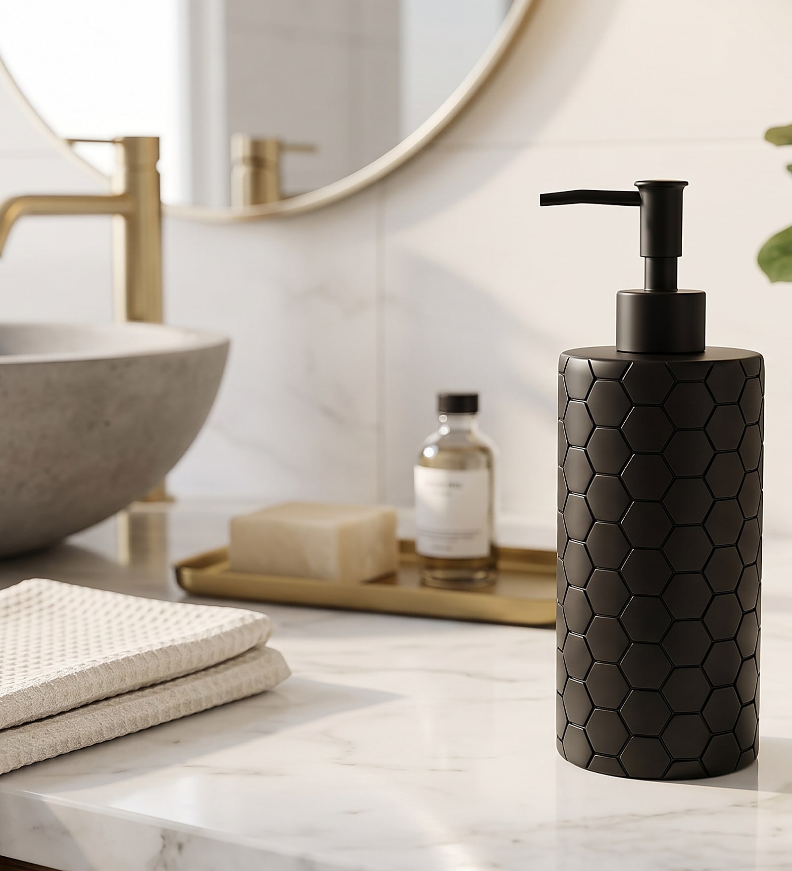 Matty Black Grande Bathroom Soap Dispenser