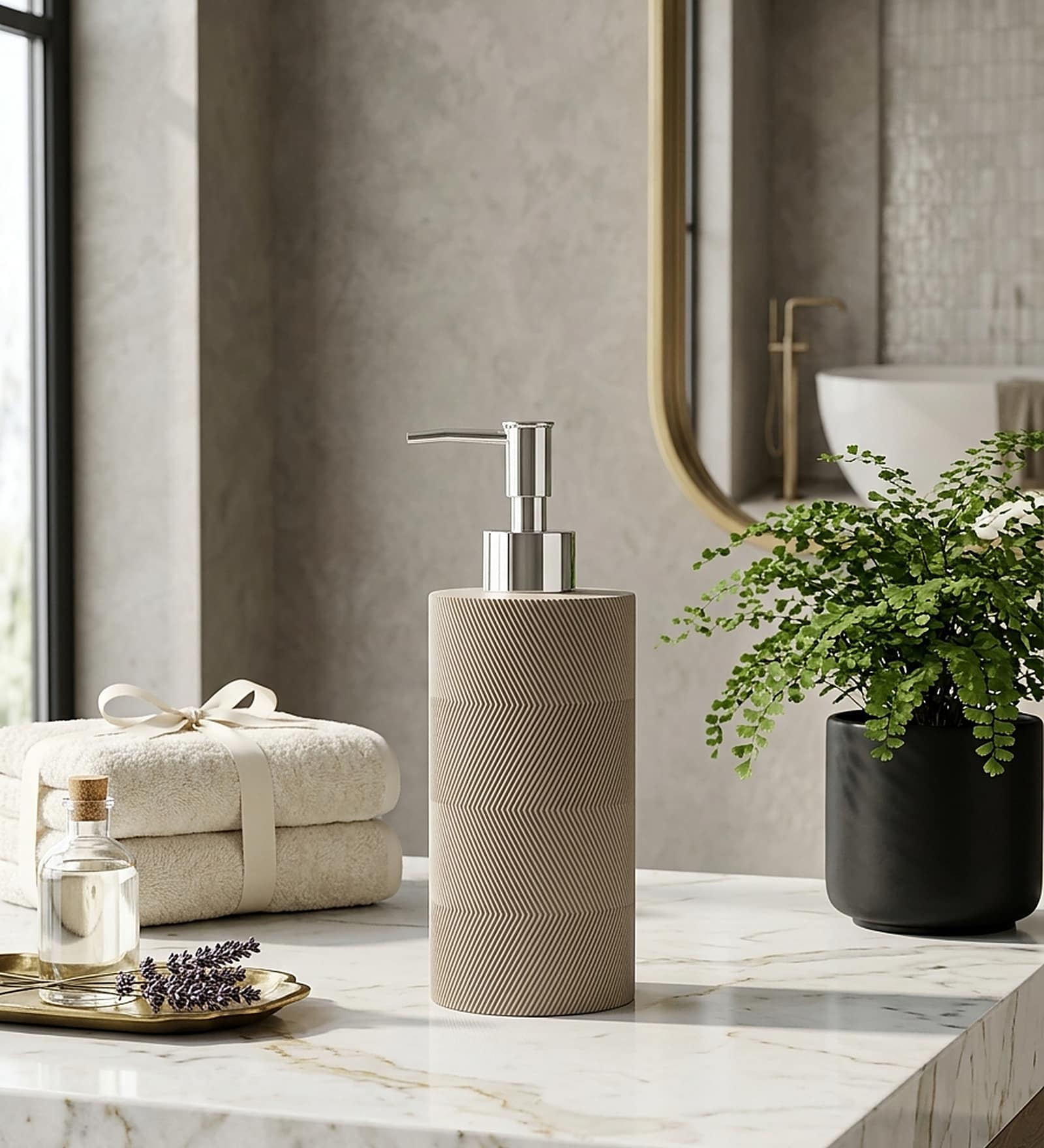 Beige Grande Refillable Liquid Dispenser