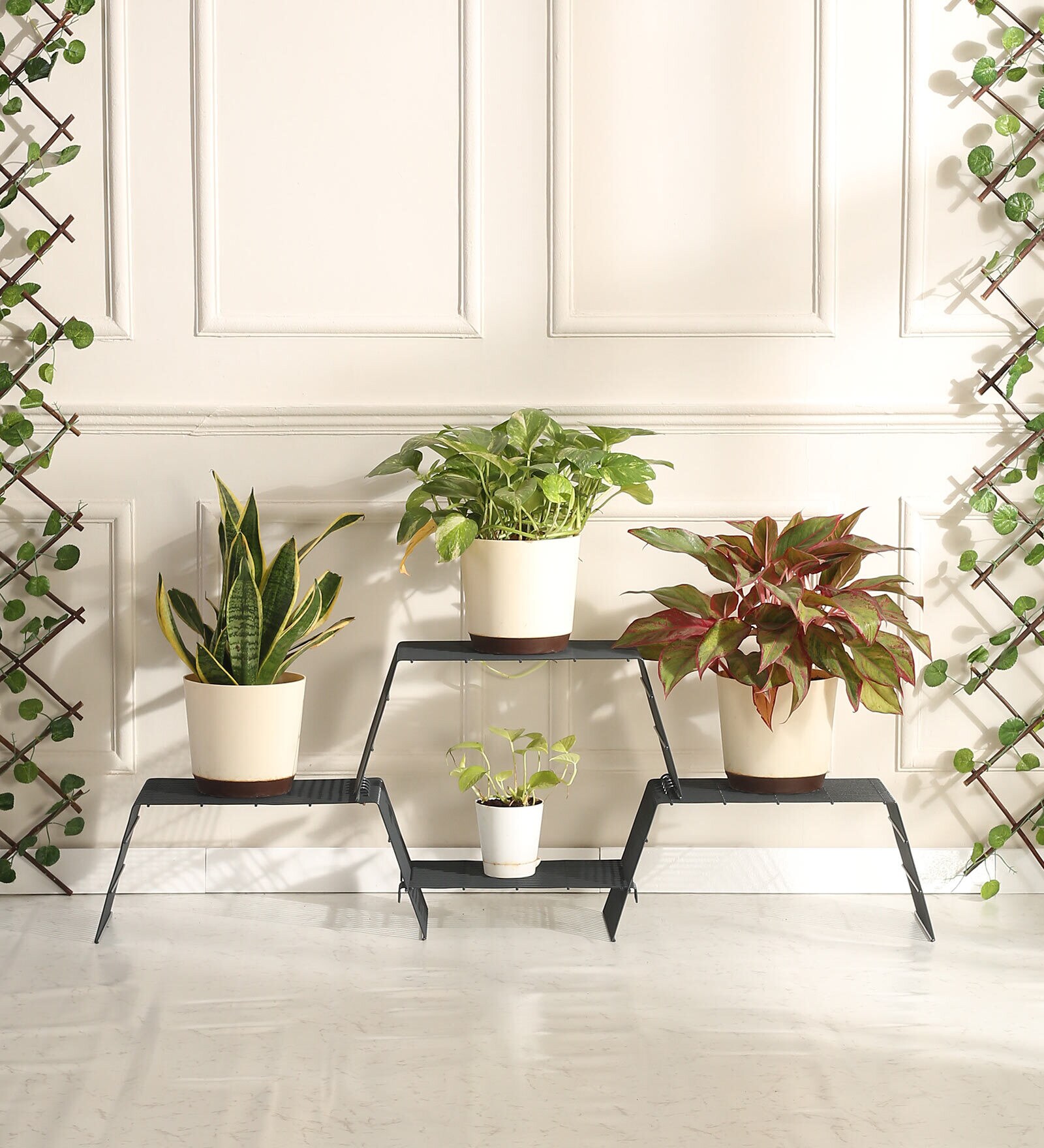 Grandis Grey Galvanized Iron Planter Stand (Set Of 3)