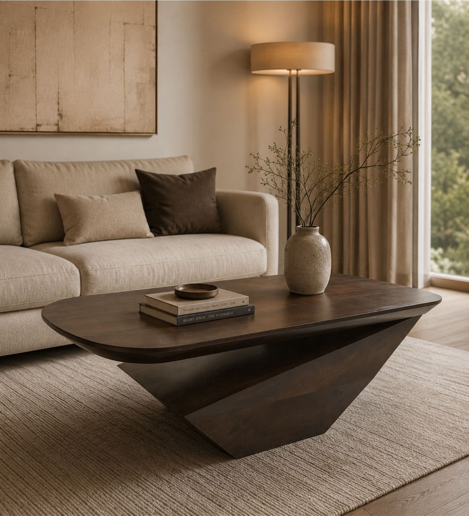 Gravity Centre Table In Dark Walnut Finish