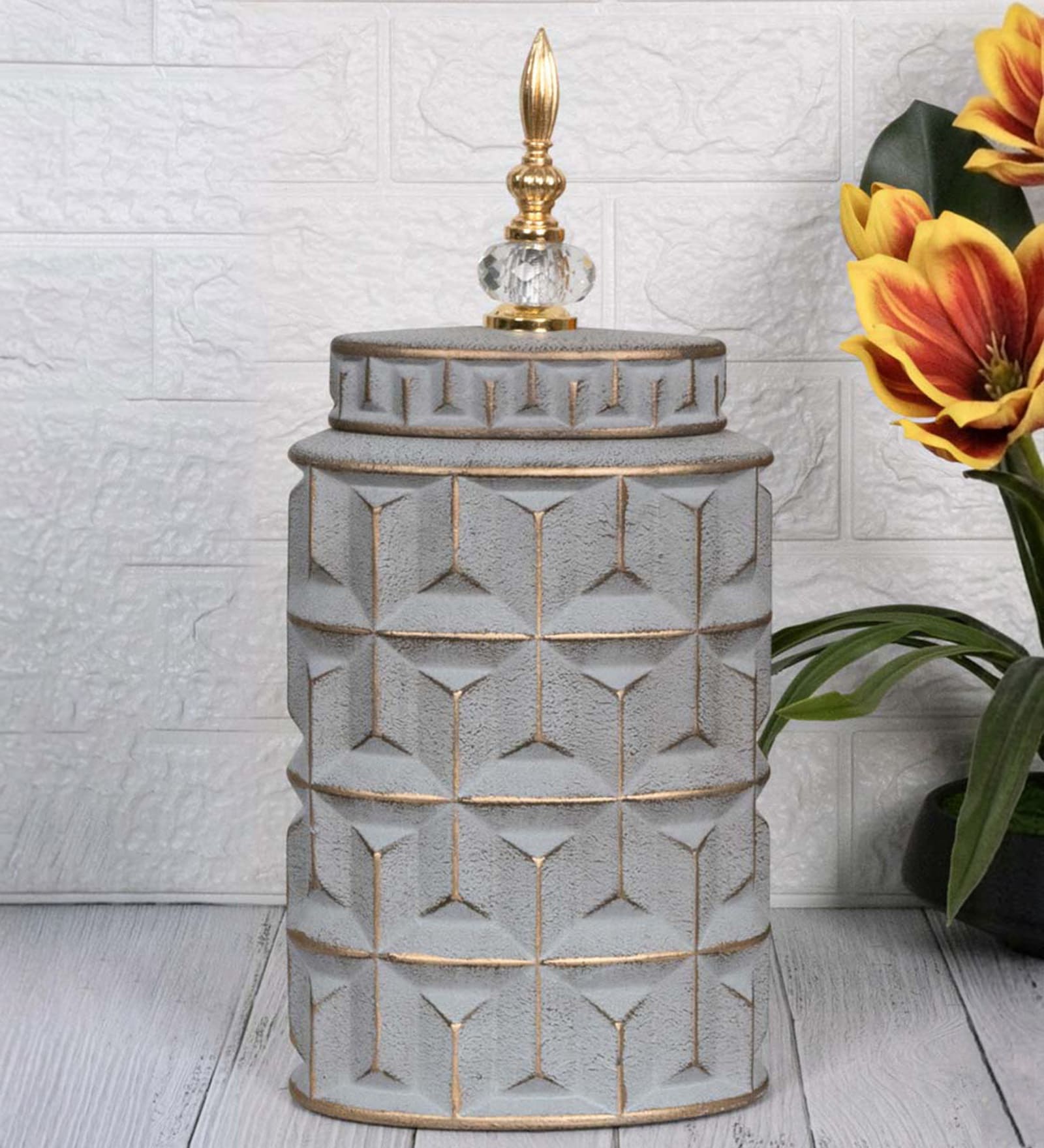 Gray Contemporary Modern Tall Silhouette Ceramic Cylindrical Shaped Vase