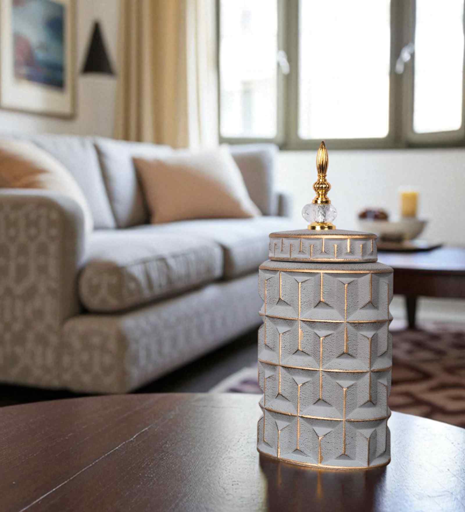 Gray Contemporary Modern Tall Silhouette Ceramic Cylindrical Shaped Vase