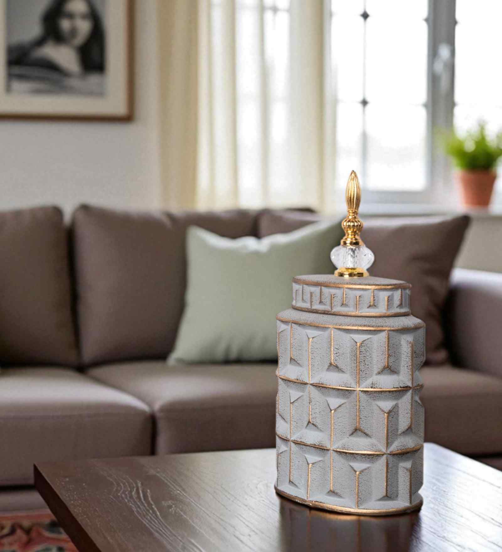 Gray Contemporary Modern Tall Silhouette Ceramic Cylindrical Shaped Vase