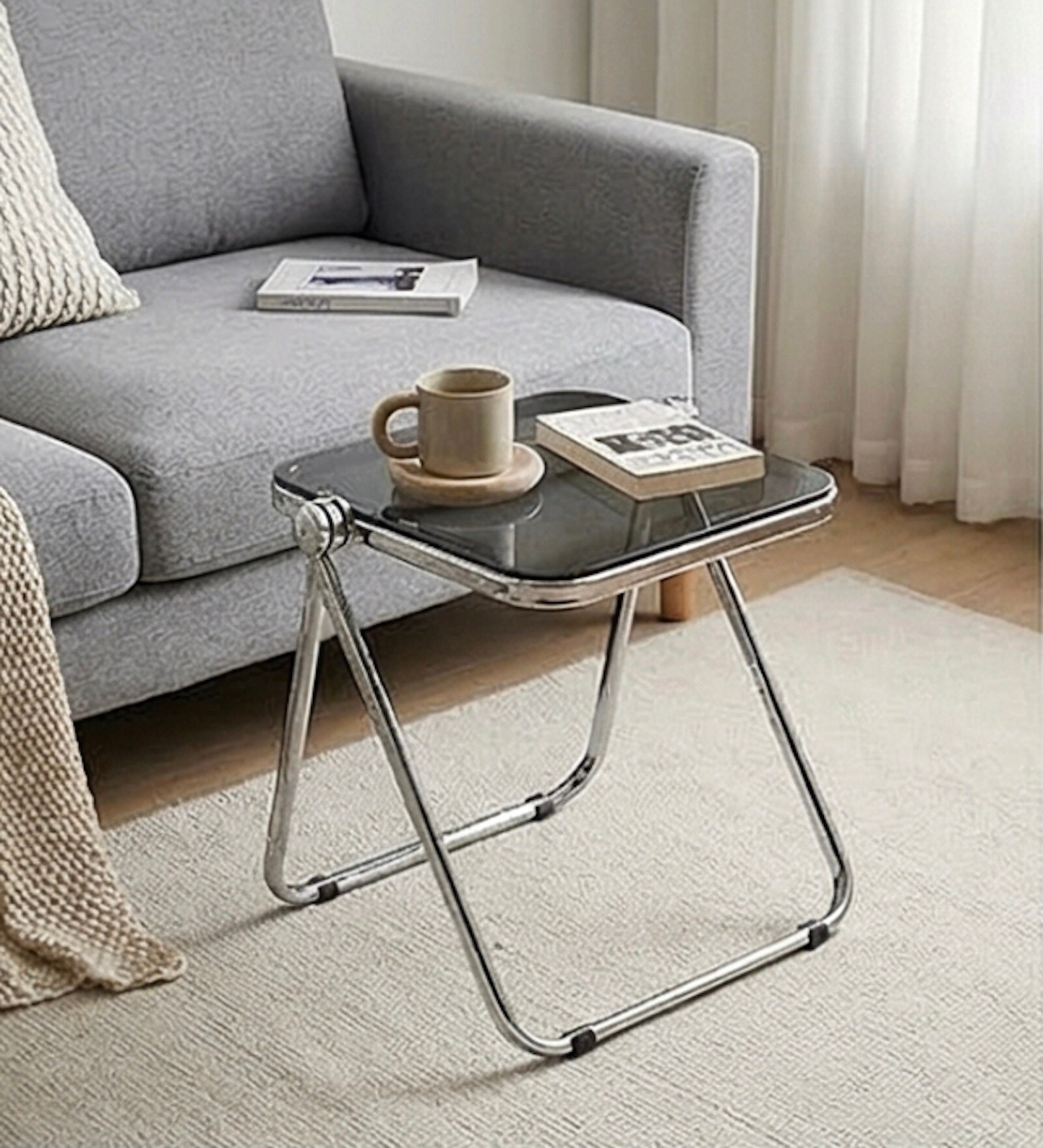Gray GlacierTray Grey Colour Side Table