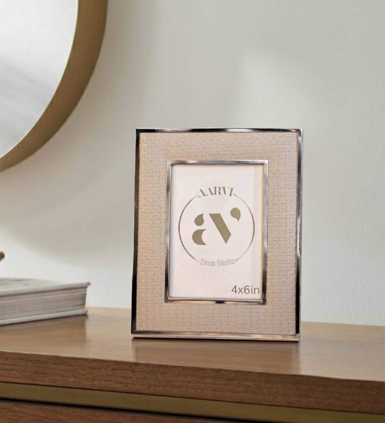 Gray Leather Opulent Aura Wall And Tabletop Photo Frame 4X6Inches