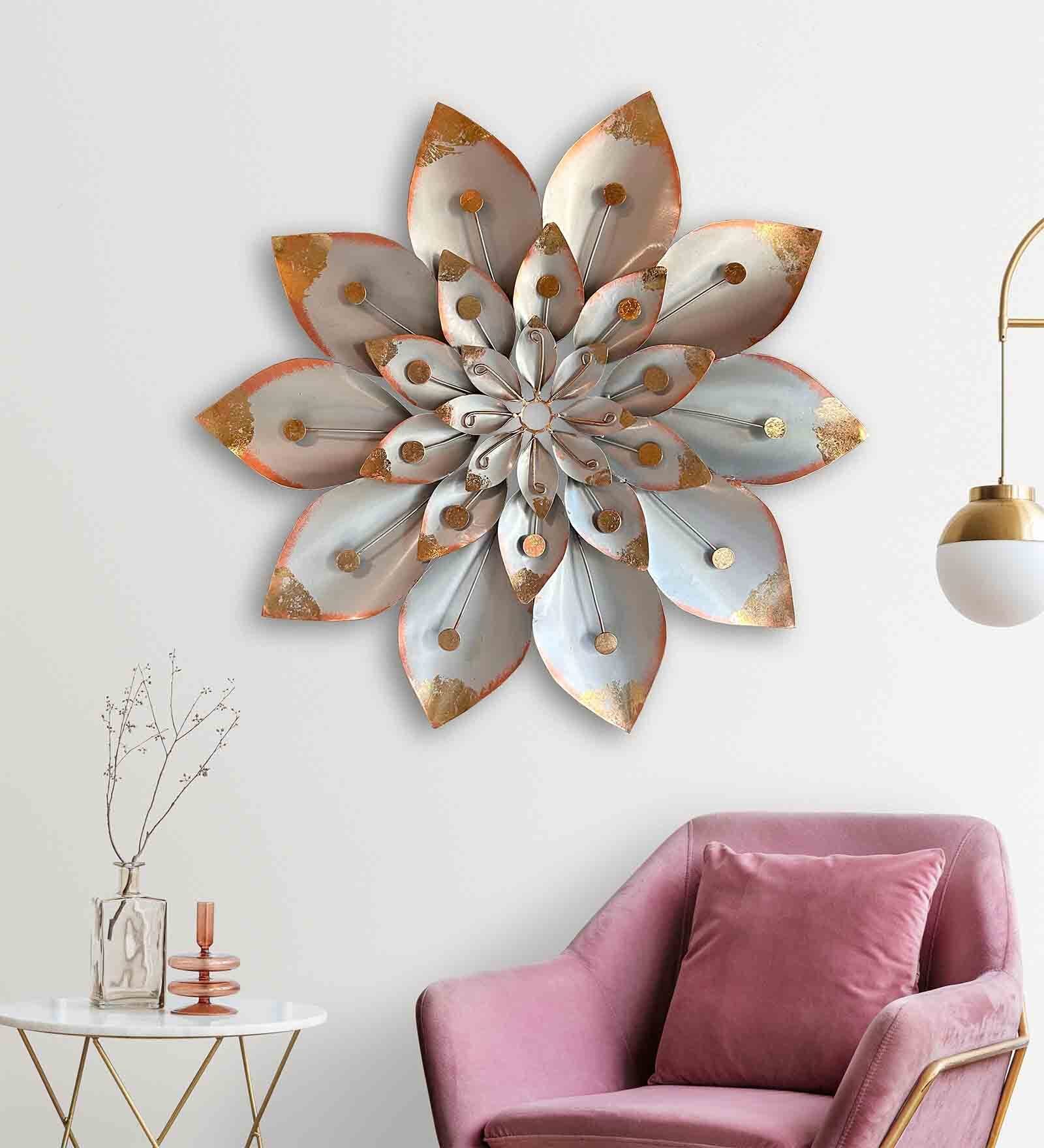 Gray Mallow Flower Grey Metal Wall Art