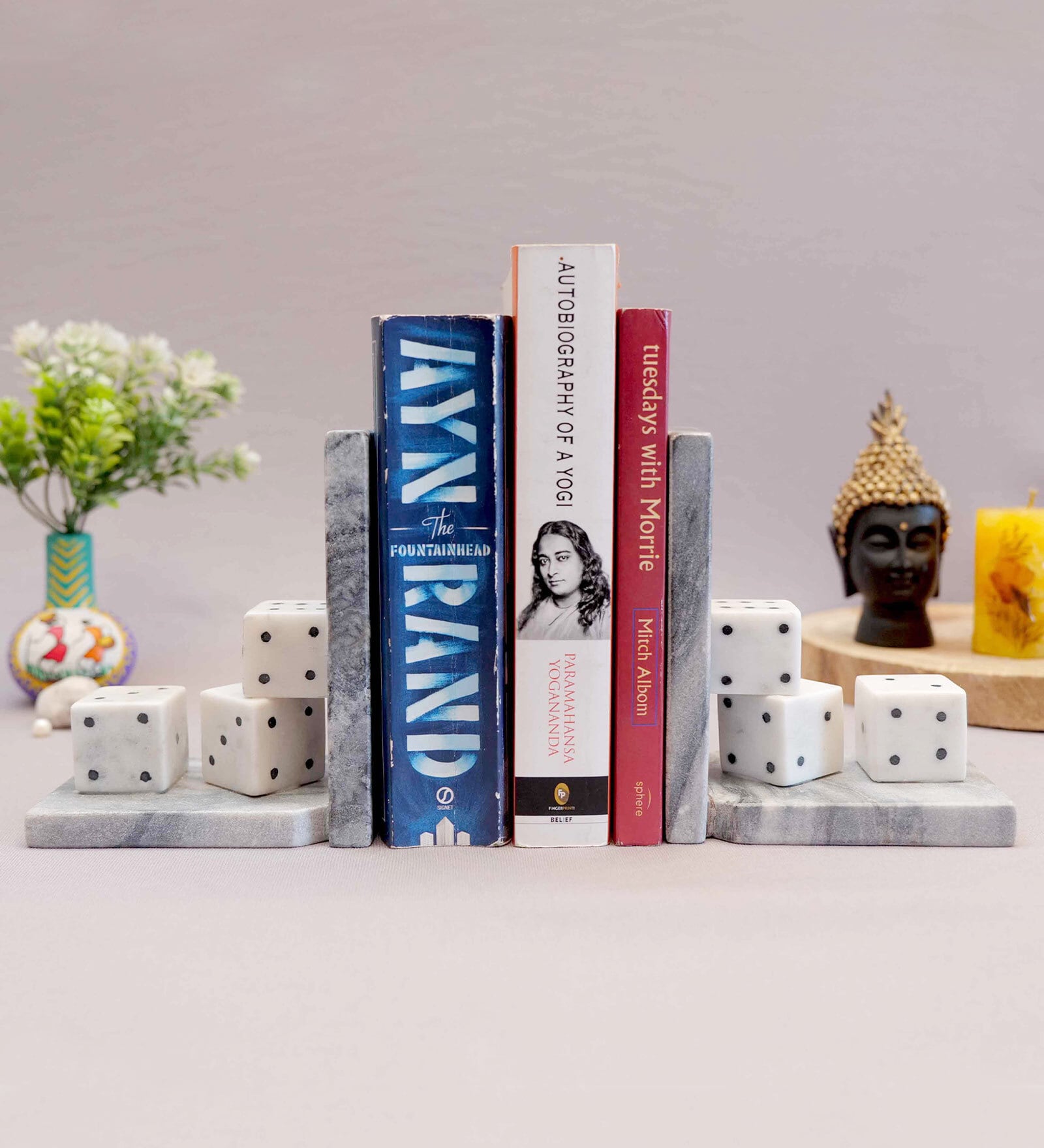 Dice Gray Marble Book End