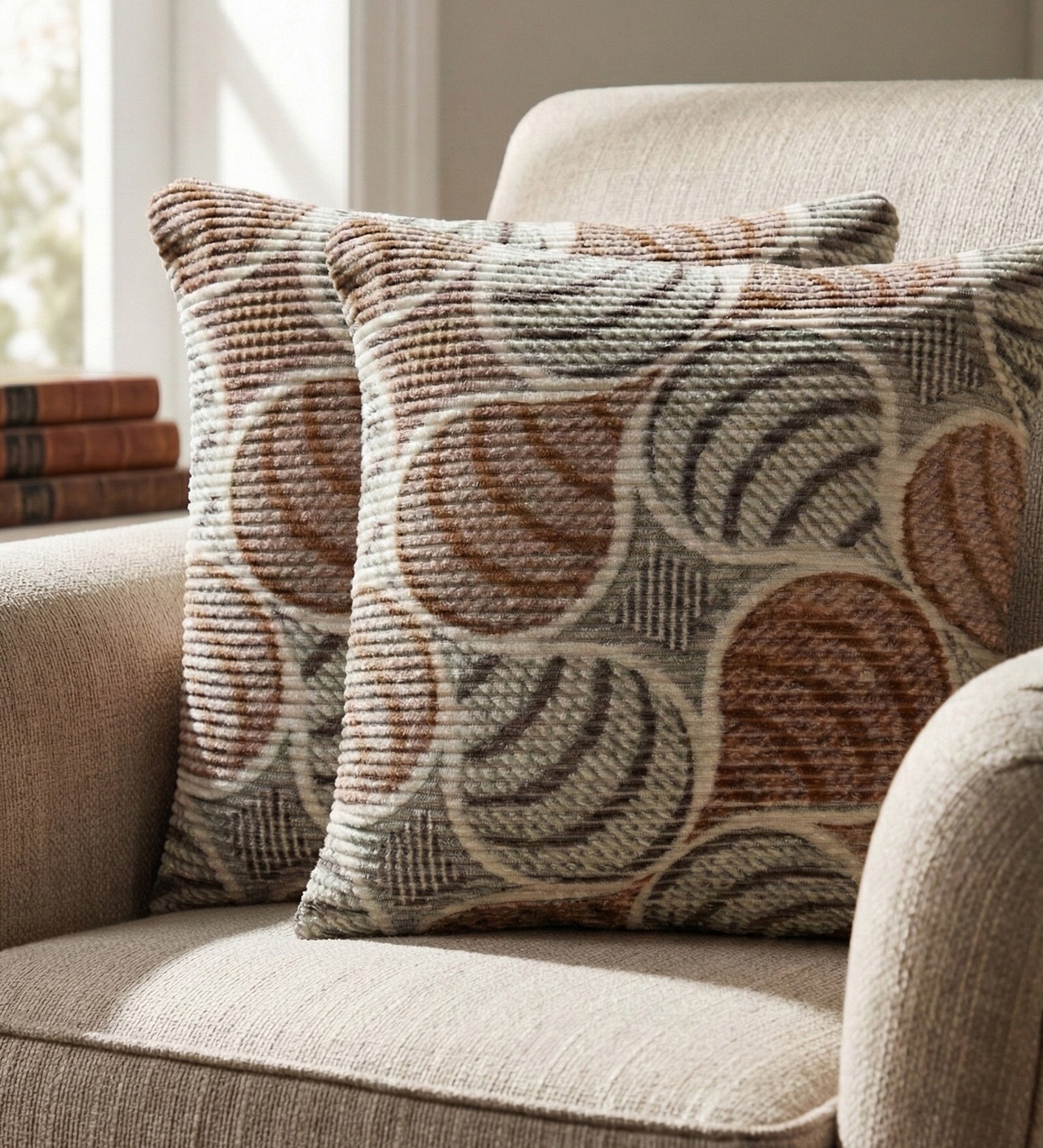 Grey Polyester Floral 18x18 inches Cushion Covers Set of 2