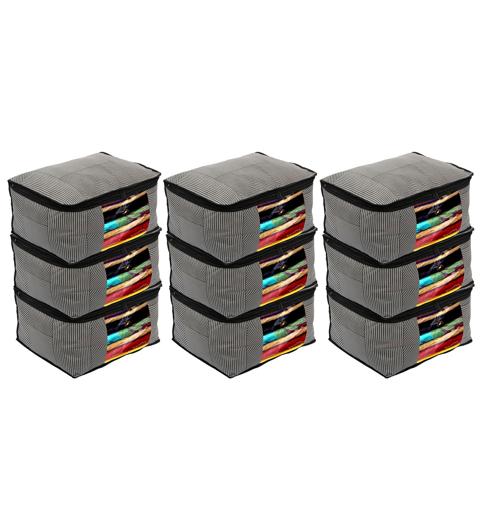 Buy Gray Solid NonWoven Foldable Cloth Organizer By Kuber Industries