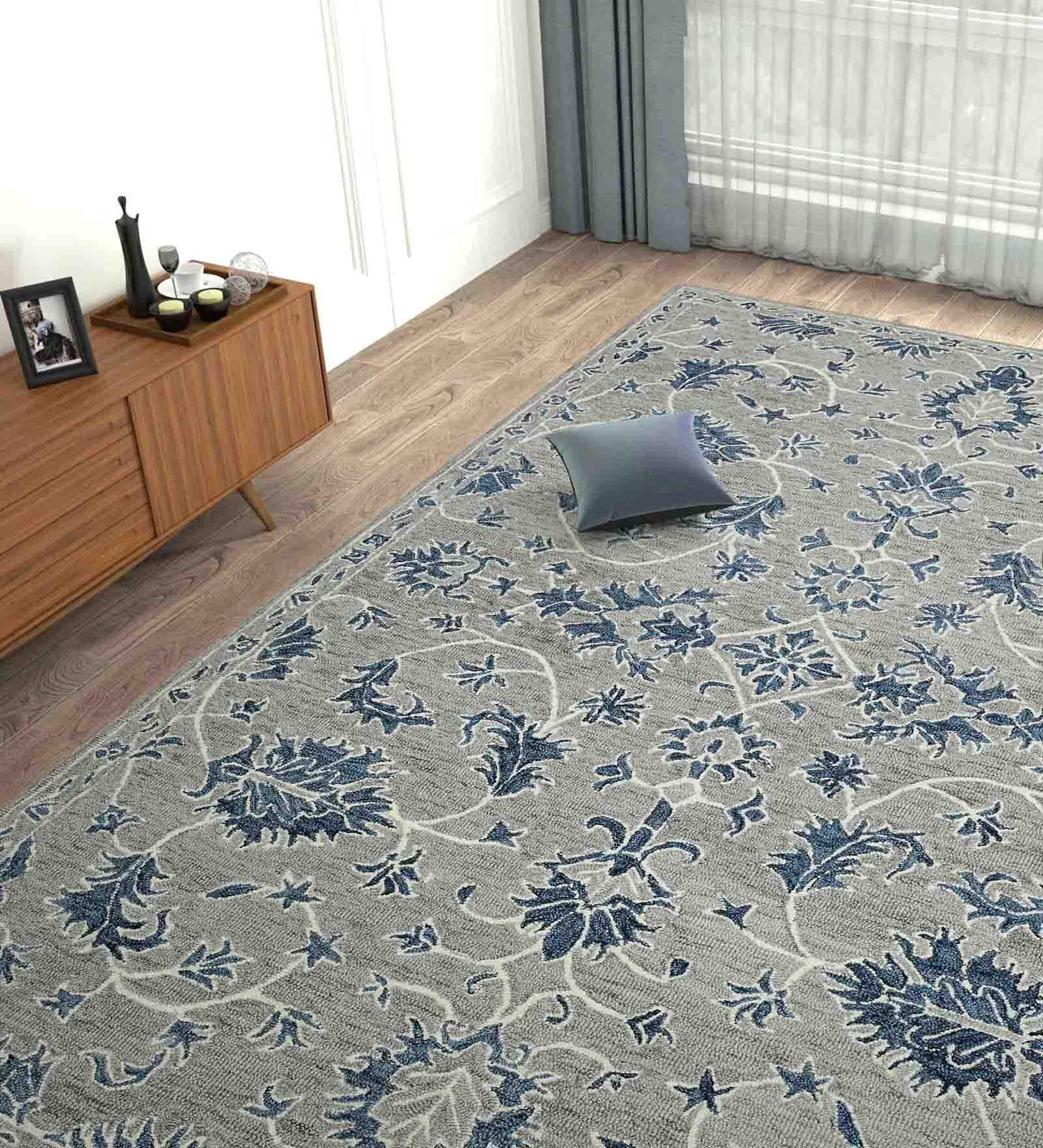 Grey Persian Wool 8 ft x 10 ft Hand Tufted Carpet