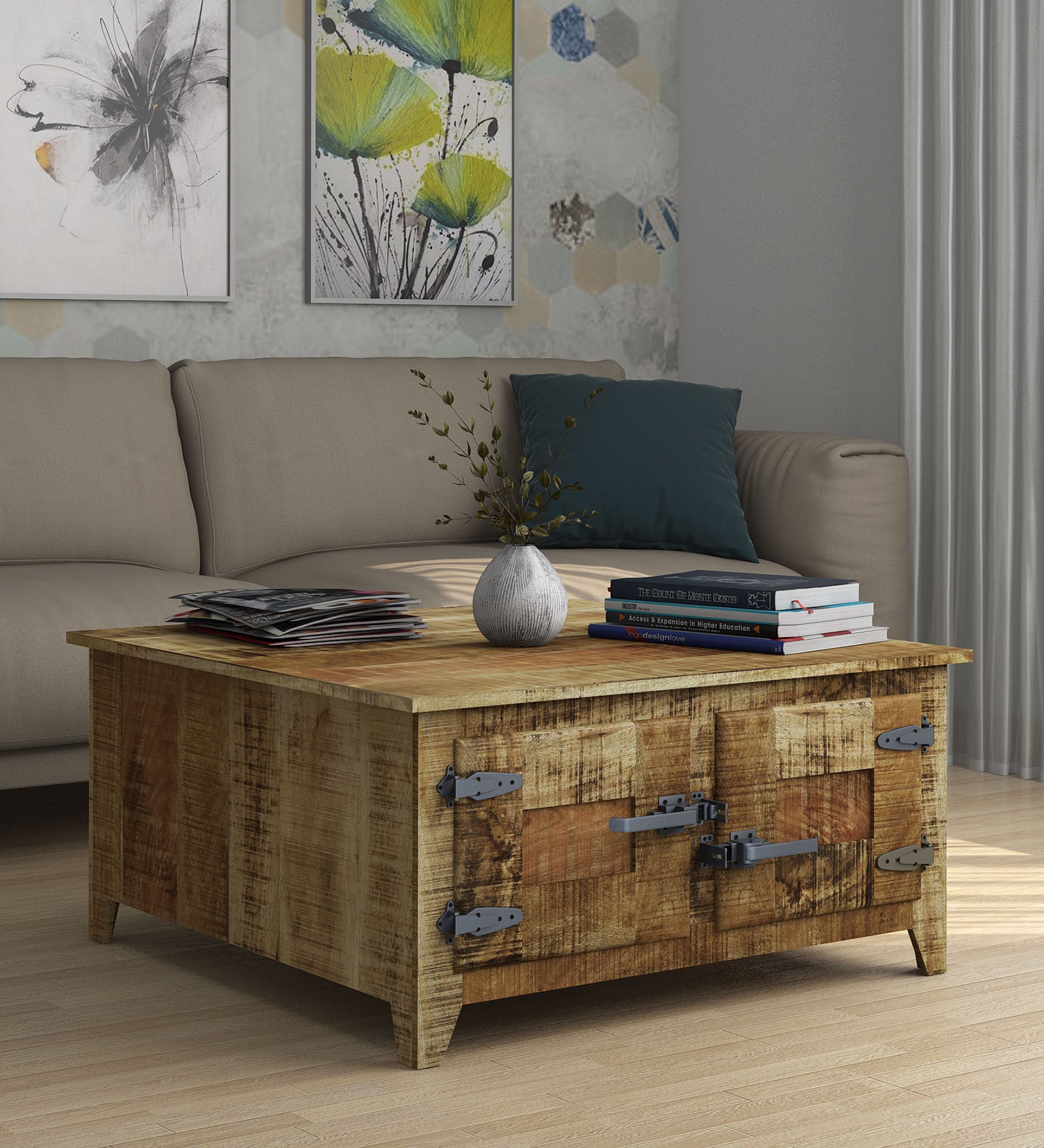 Buy Grayson Solid Wood Coffee Table with Storage by Bohemiana from