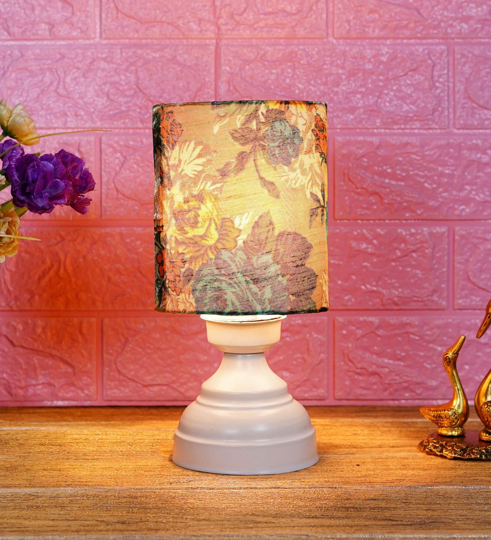 Multicolor Shade Table Lamp With Metal Base