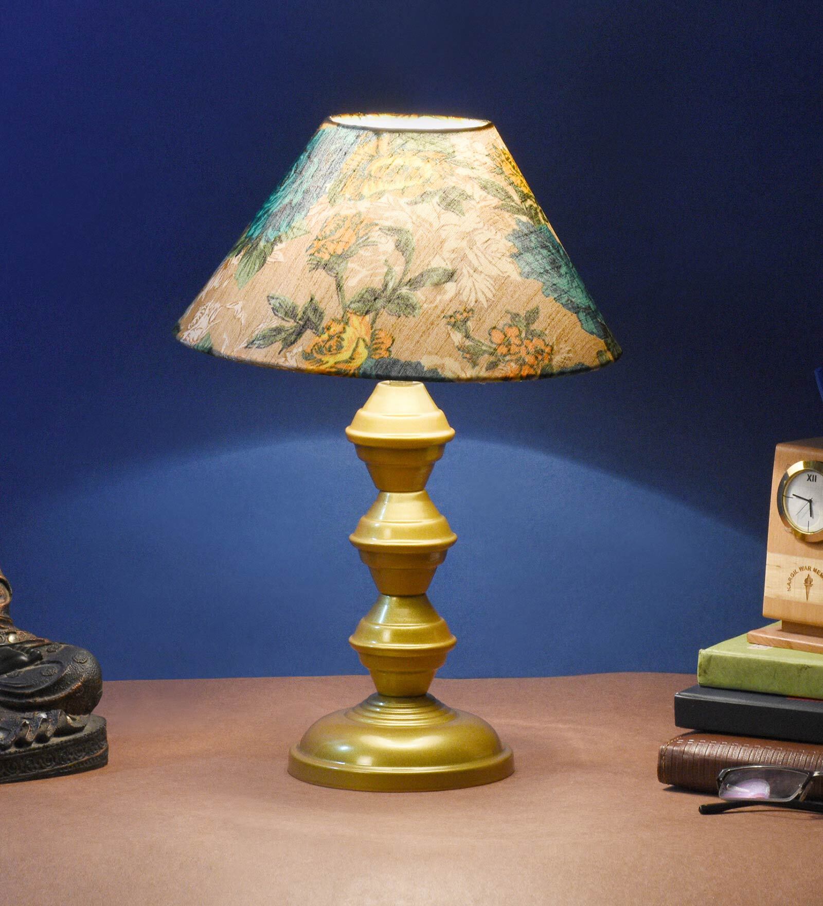 Multicolor Shade Table Lamp With Metal Base