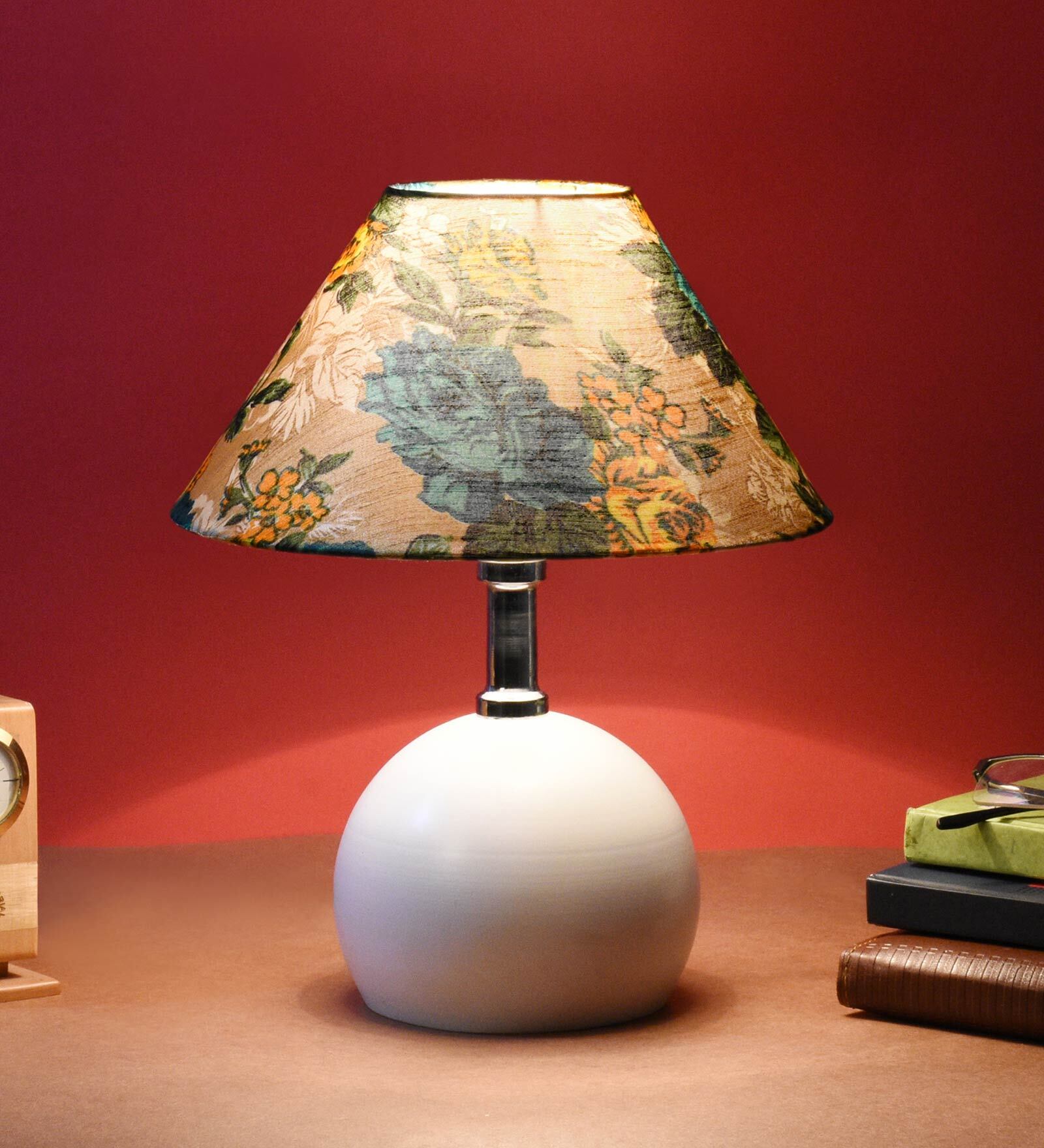 Multicolor Shade Table Lamp With Metal Base
