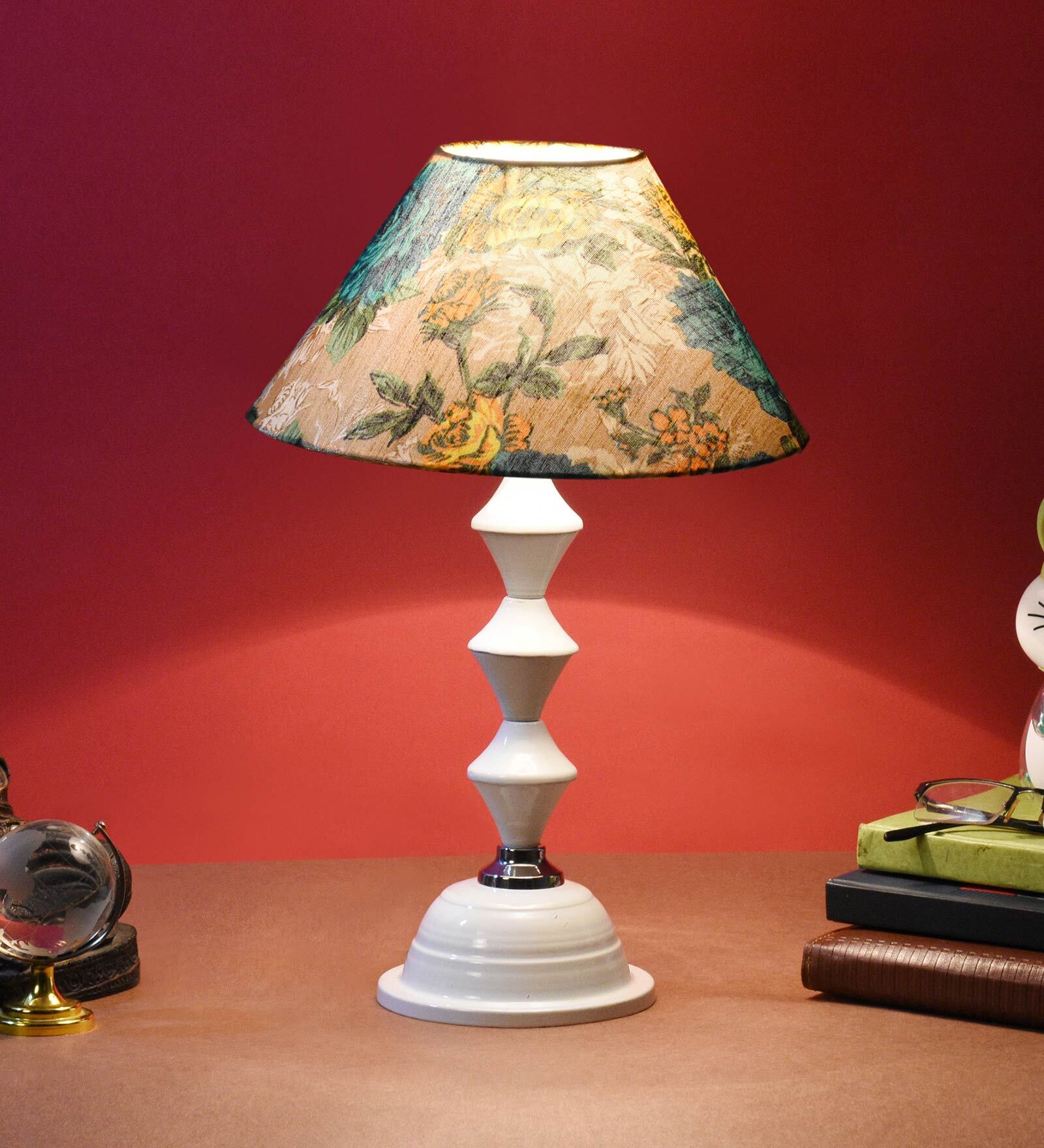 Multicolor Shade Table Lamp With Metal Base