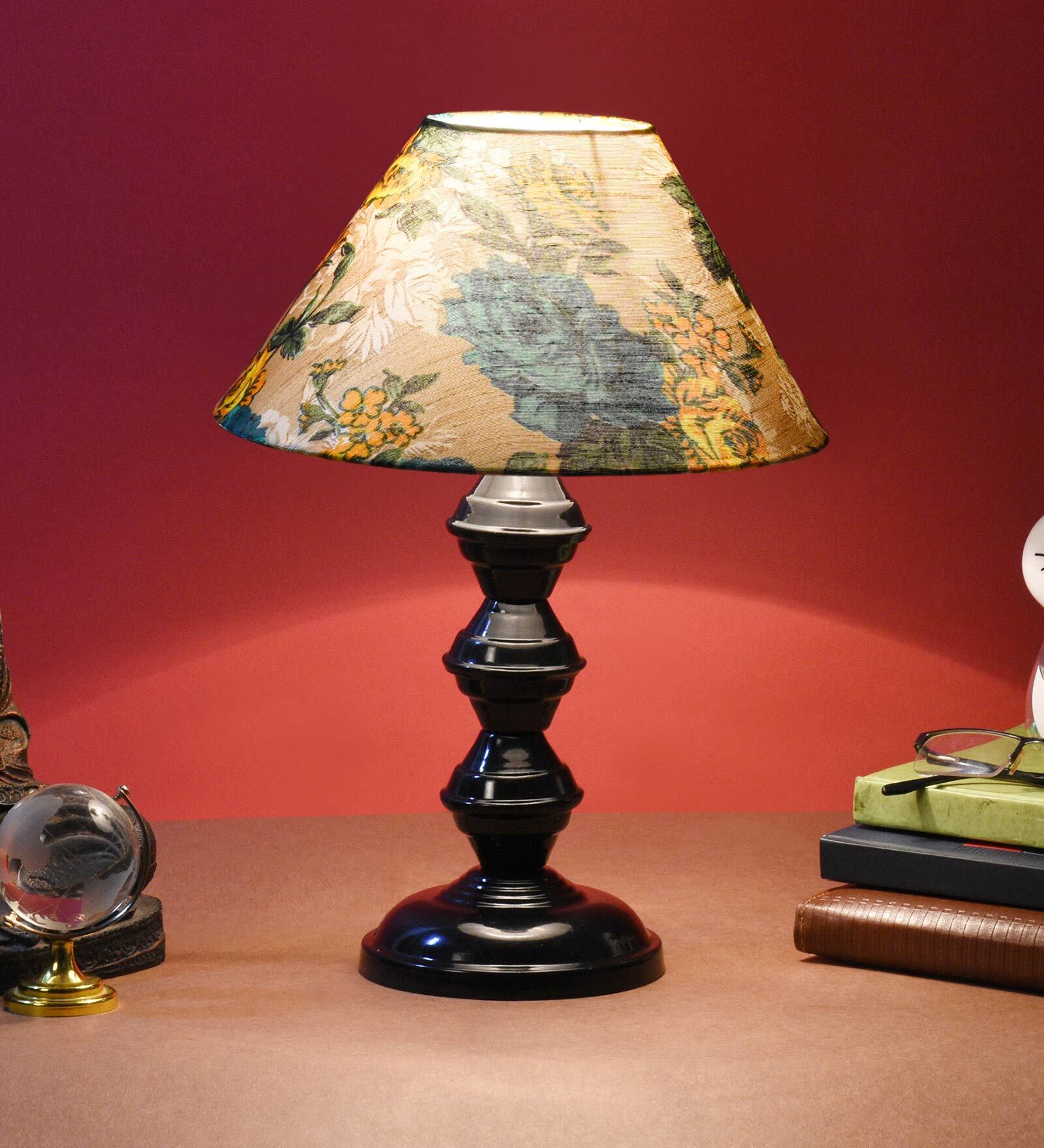 Multicolor Shade Table Lamp With Metal Base