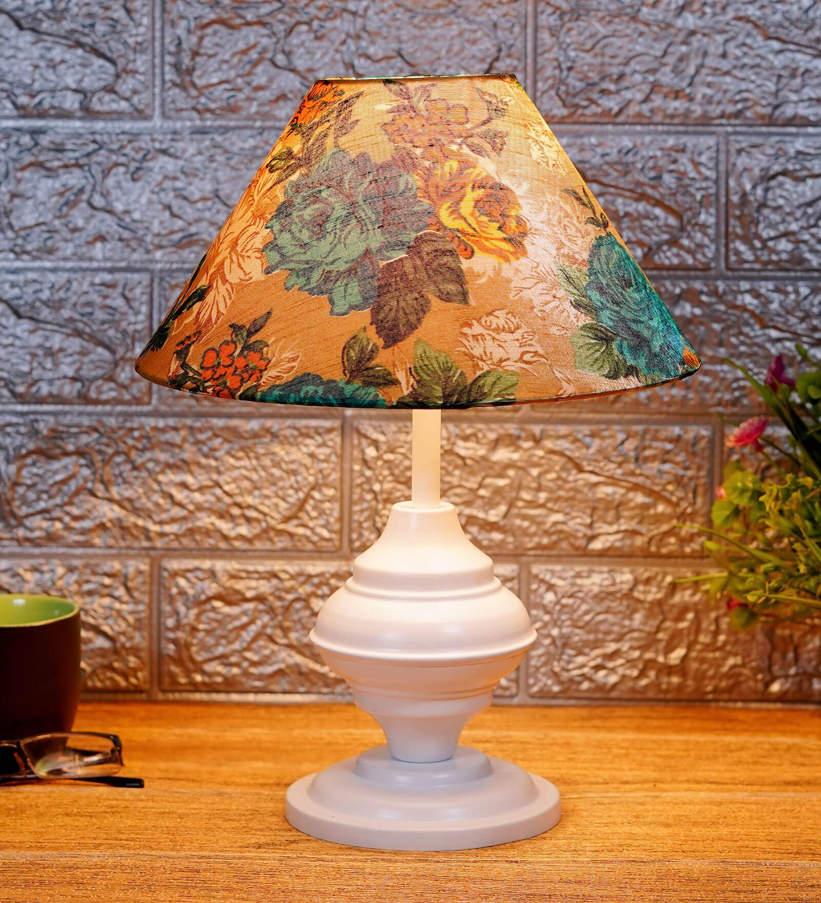 Multicolor Shade Table Lamp With Metal Base