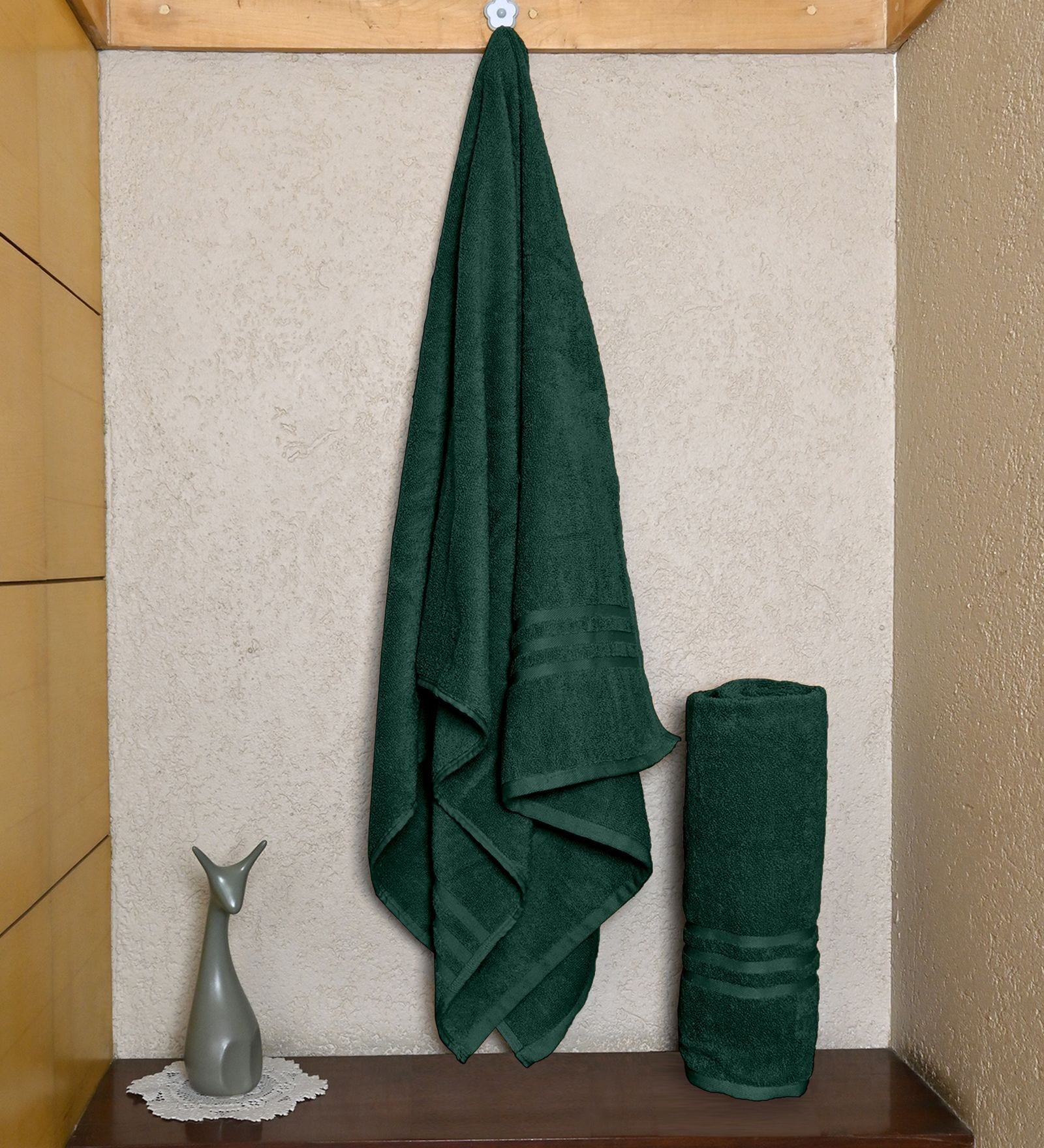 Green Cotton Solid 550 GSM 2 Pcs Bath Towels