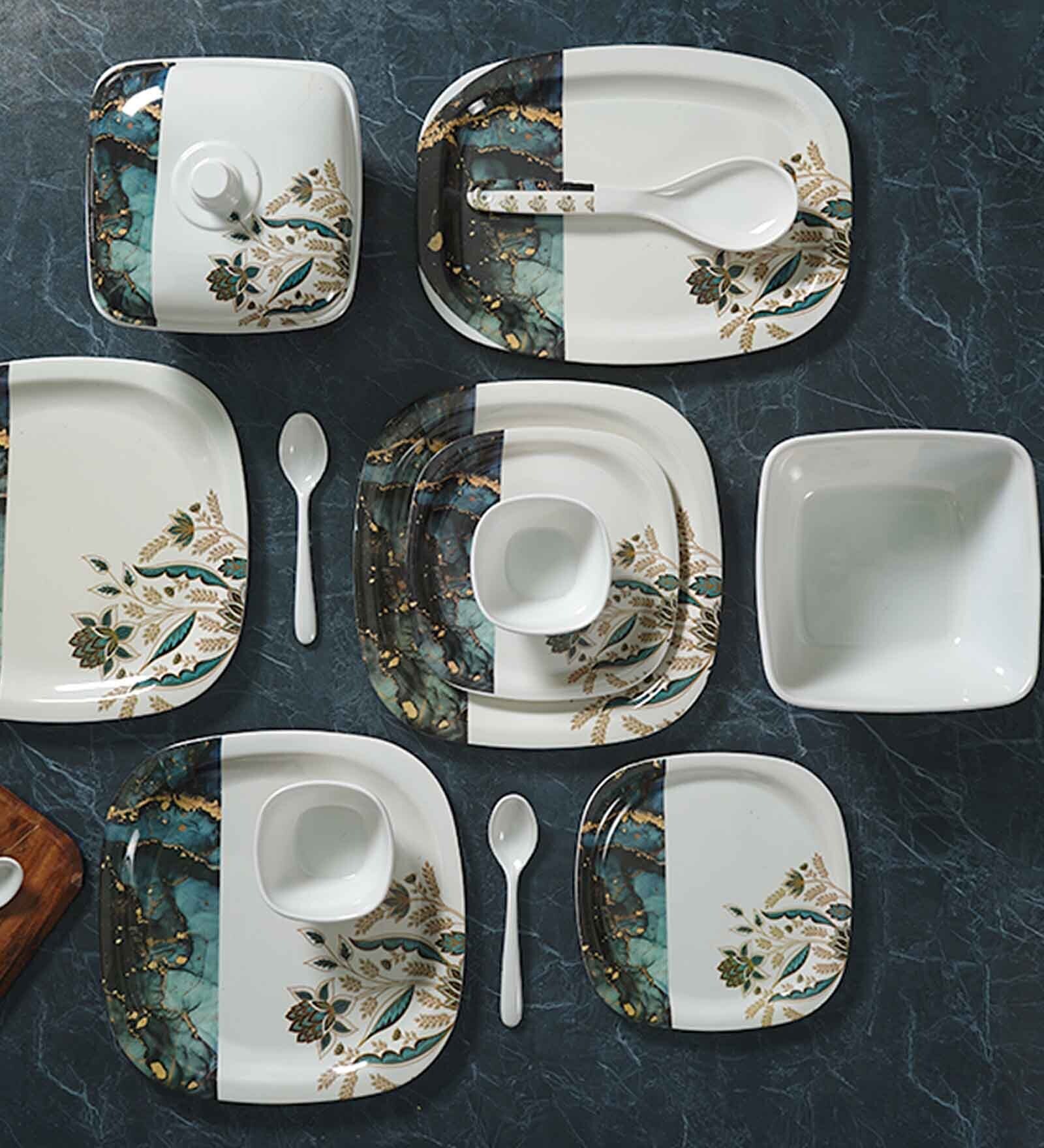 Green  Melamine 32 Pcs Dinner Sets