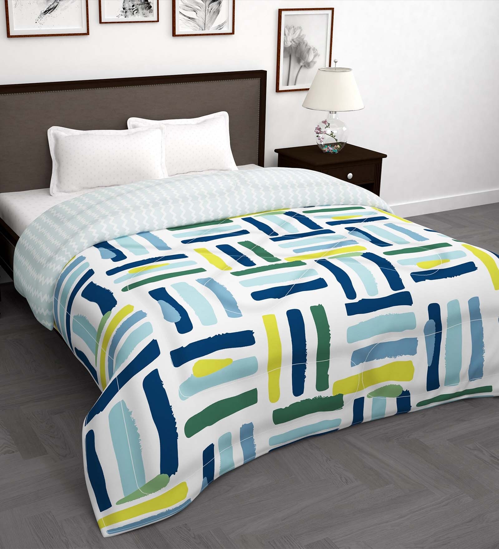 Green Microfiber Floral 180 GSM Fusion Reversible Single Comforter