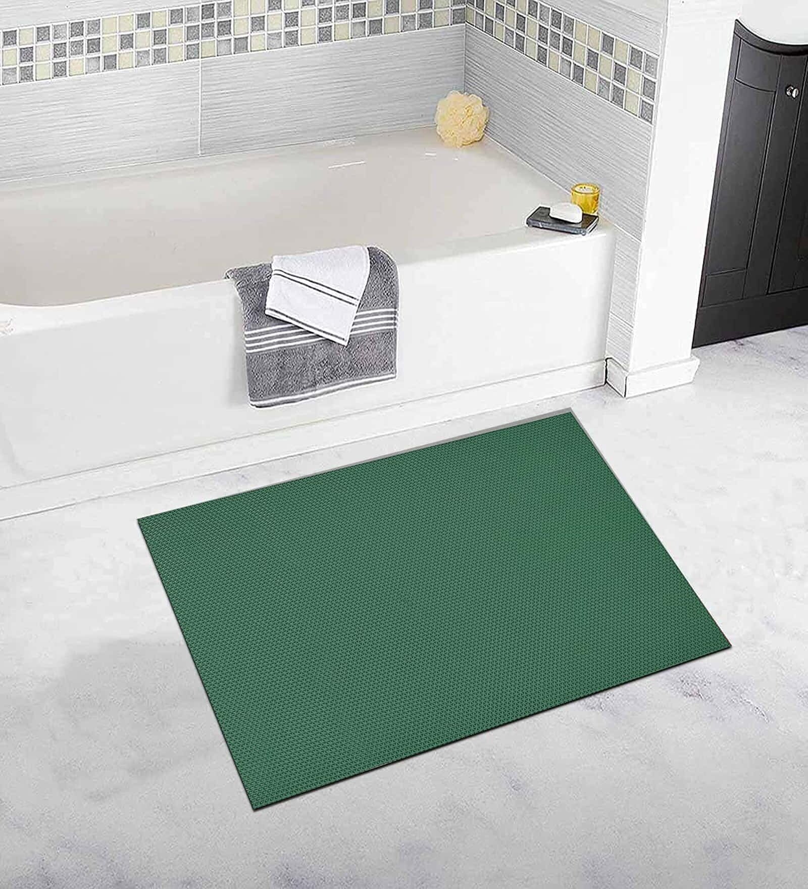 Green  Solid PVC 48x24 Inches Antiskid Bath Mat