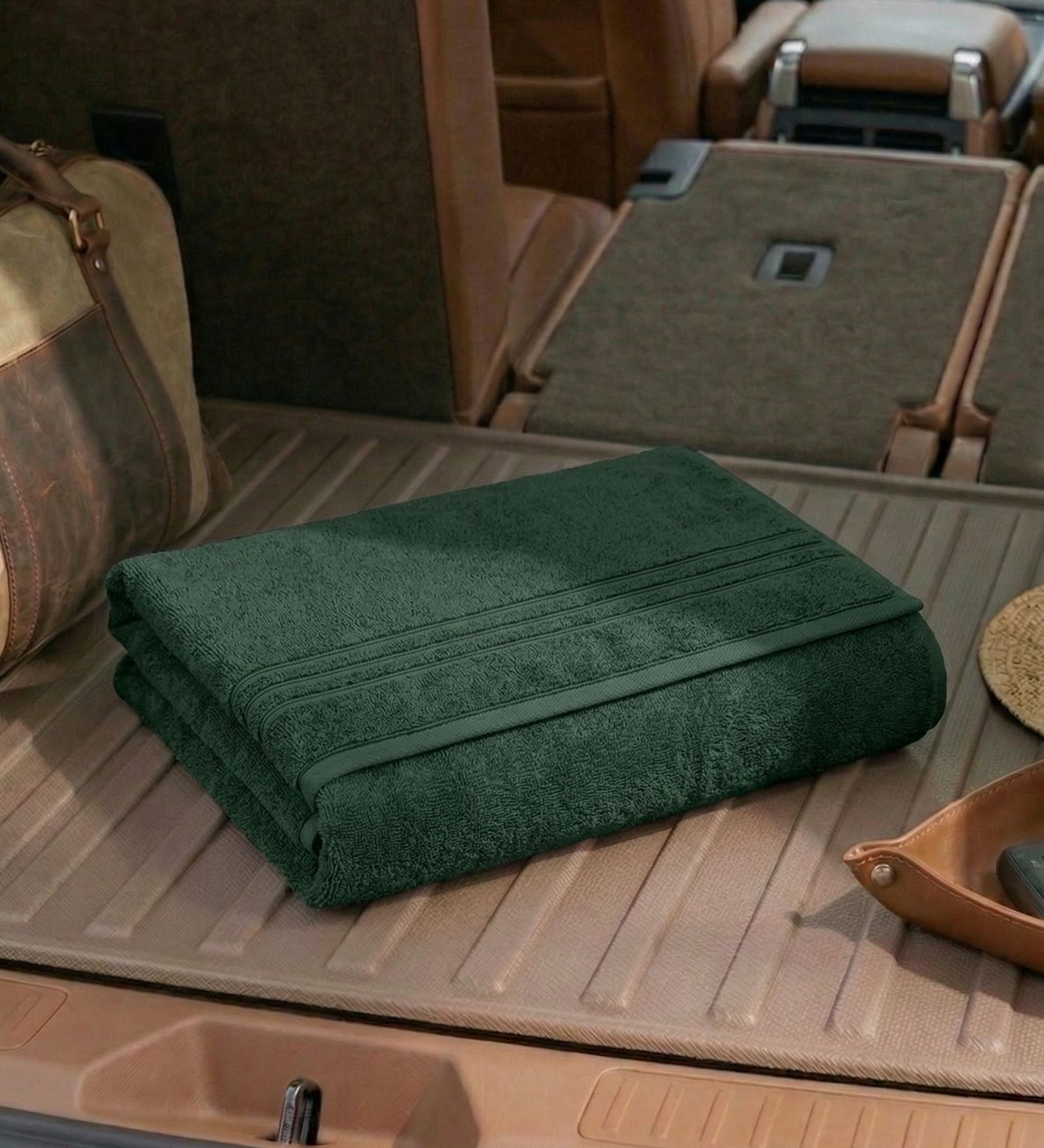 Green 100% Cotton 340 Gsm Car Towel