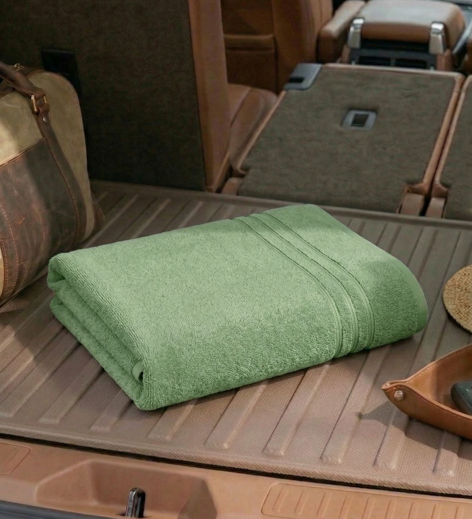 Green 100% Cotton 340 Gsm Car Towel