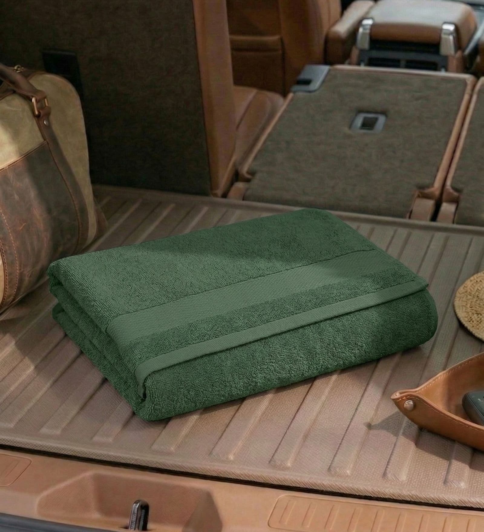 Green 100% Cotton 380 Gsm Car Towel