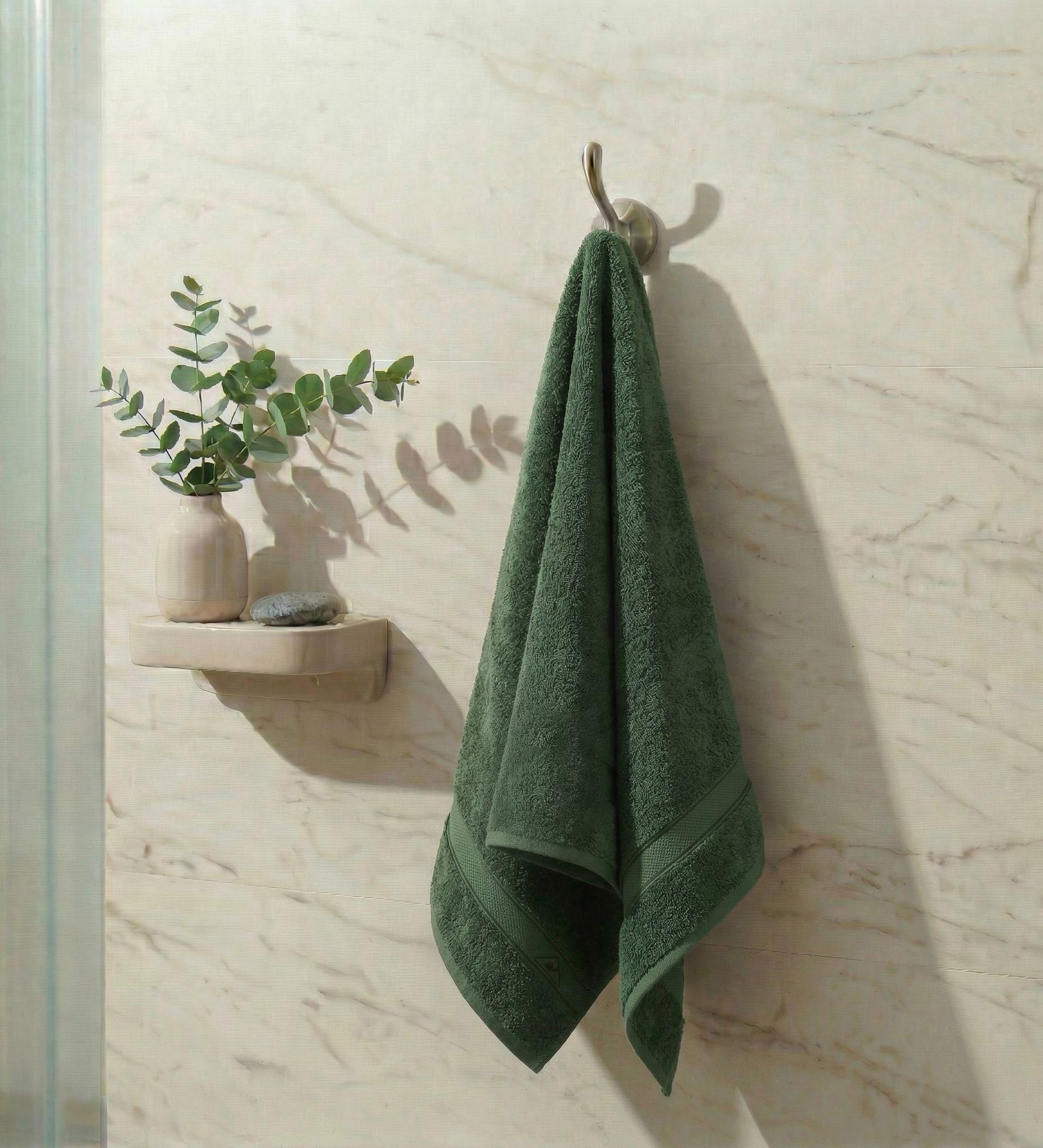 Green 100% Cotton 525 Gsm Bath Towel