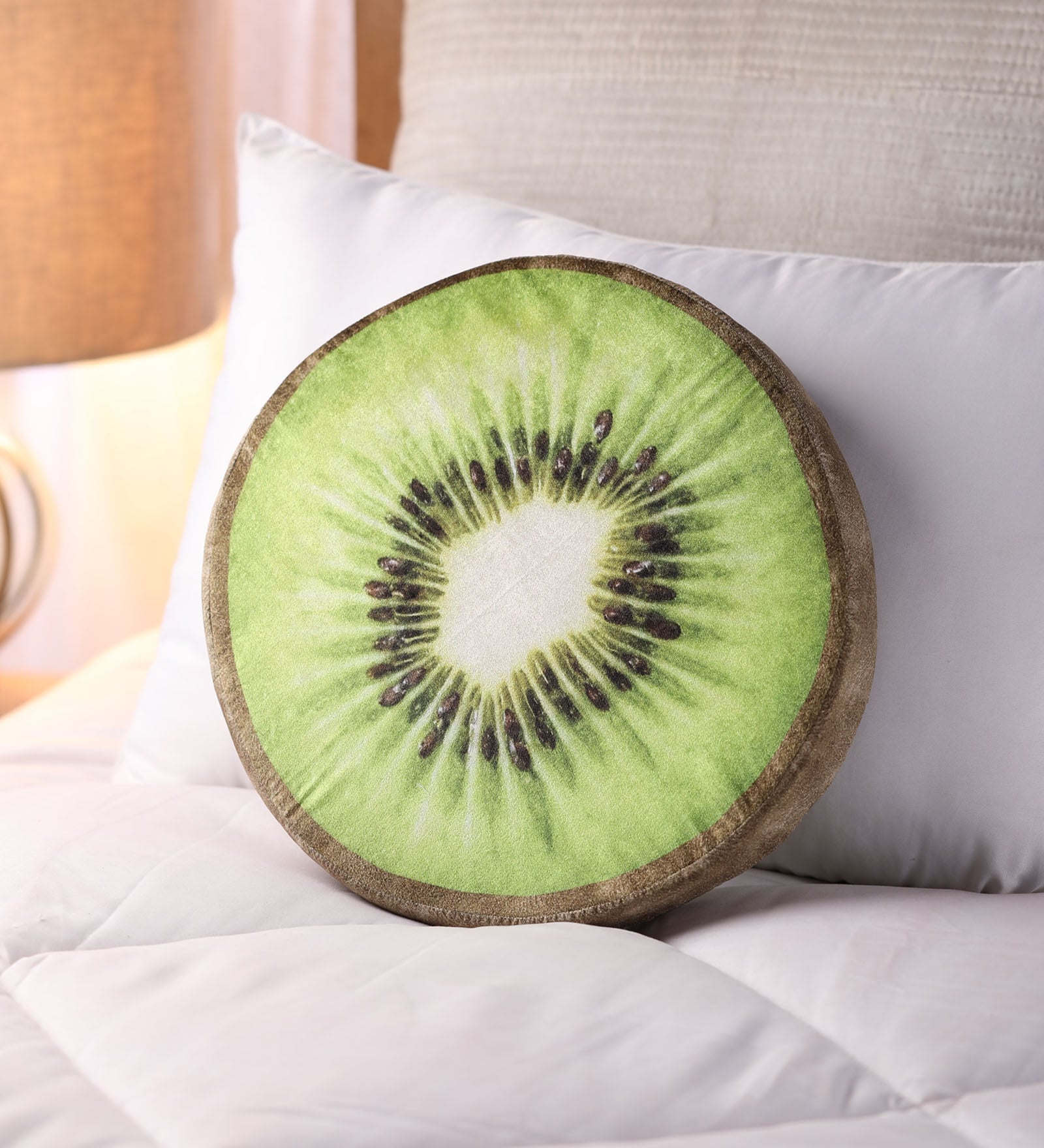 Green Cotton Kiwi Shaped Cushion