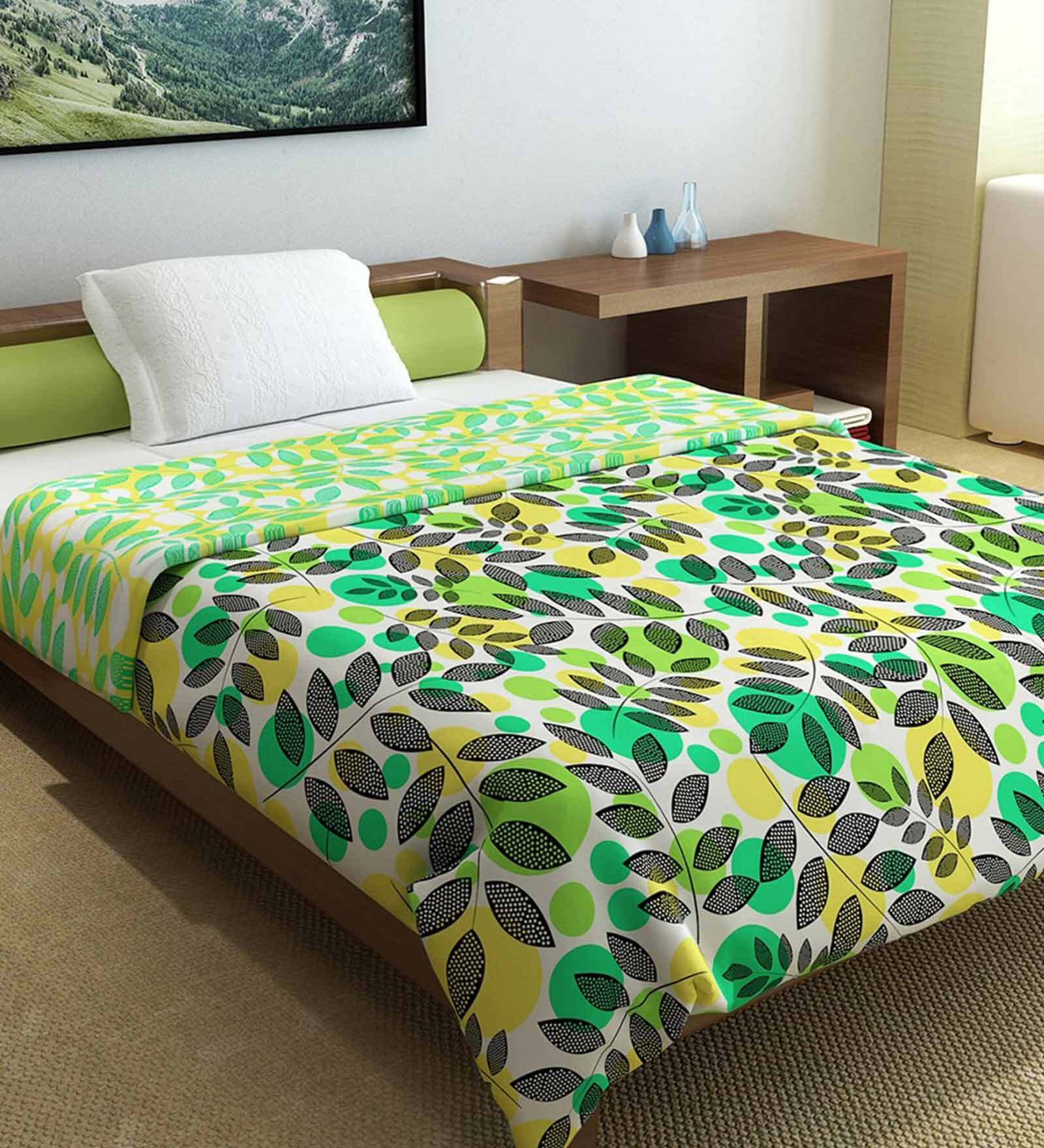 Buy Green Microfiber 120 GSM AC Room Single Bed Comforter by Divine