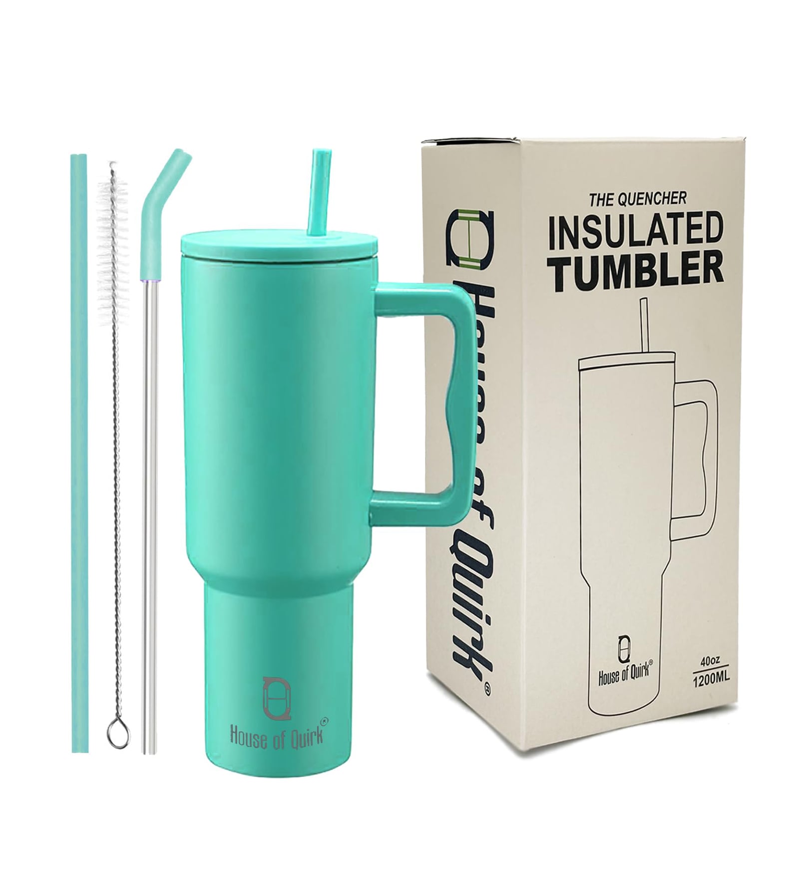 Green 1200ml Stainless Steel Double Insulated Leak Proof Coffee Tumbler with Lid & Straw