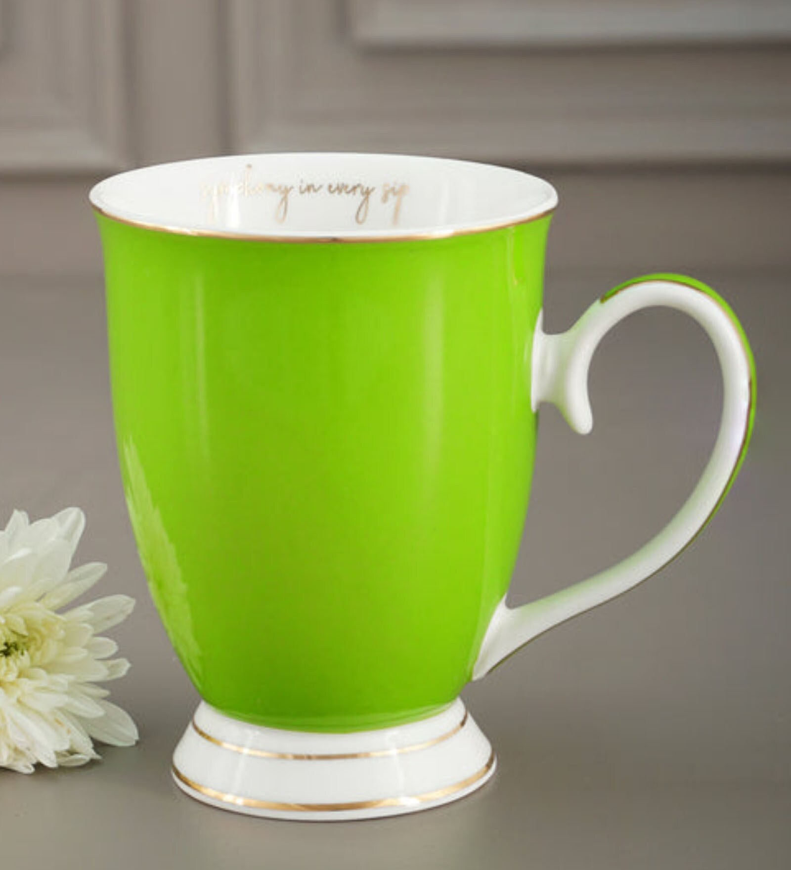 Santiago 250ml Green Bone China Coffee Mug
