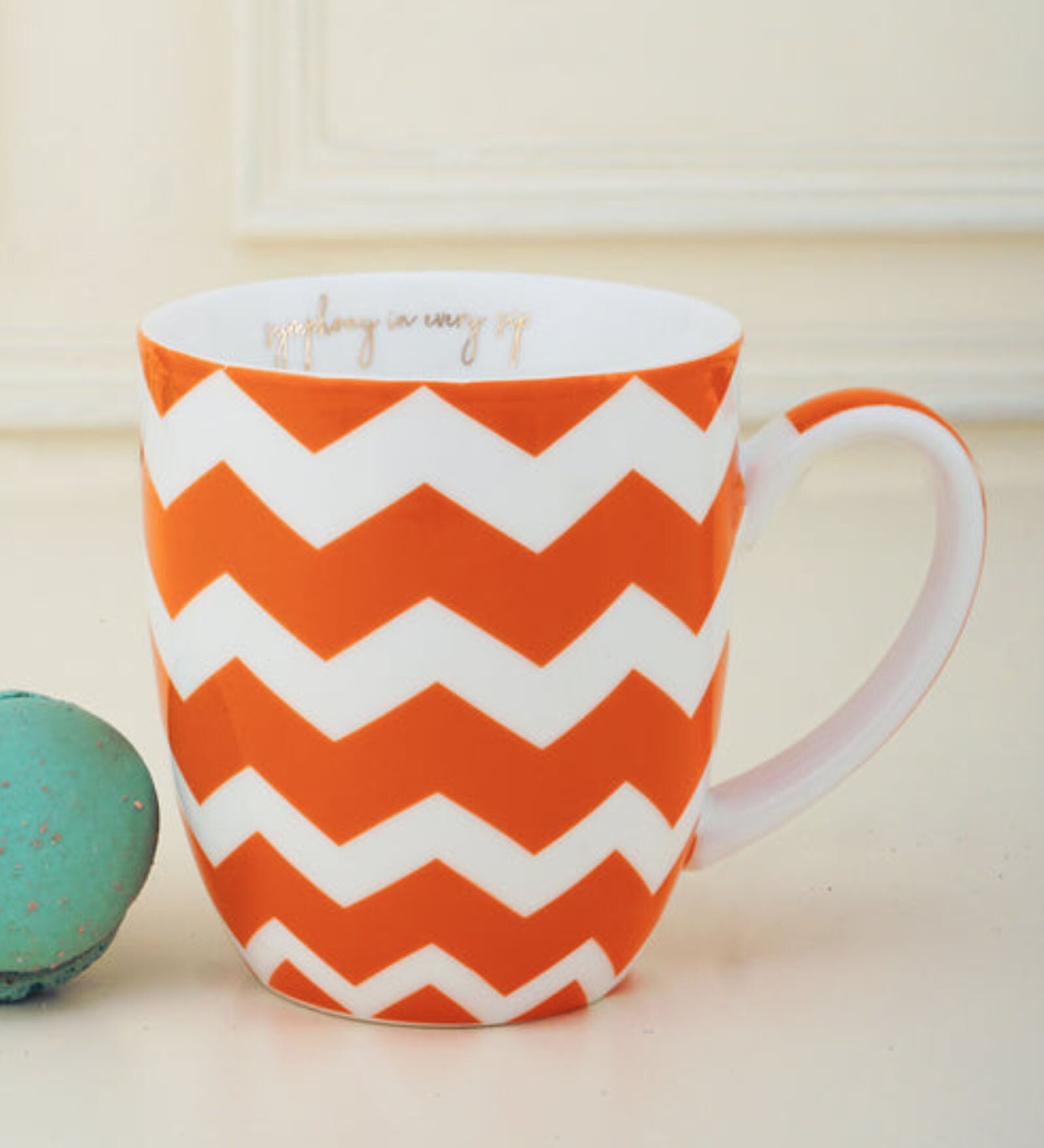 Nathan 350ml Orange & White Bone China Coffee Mug