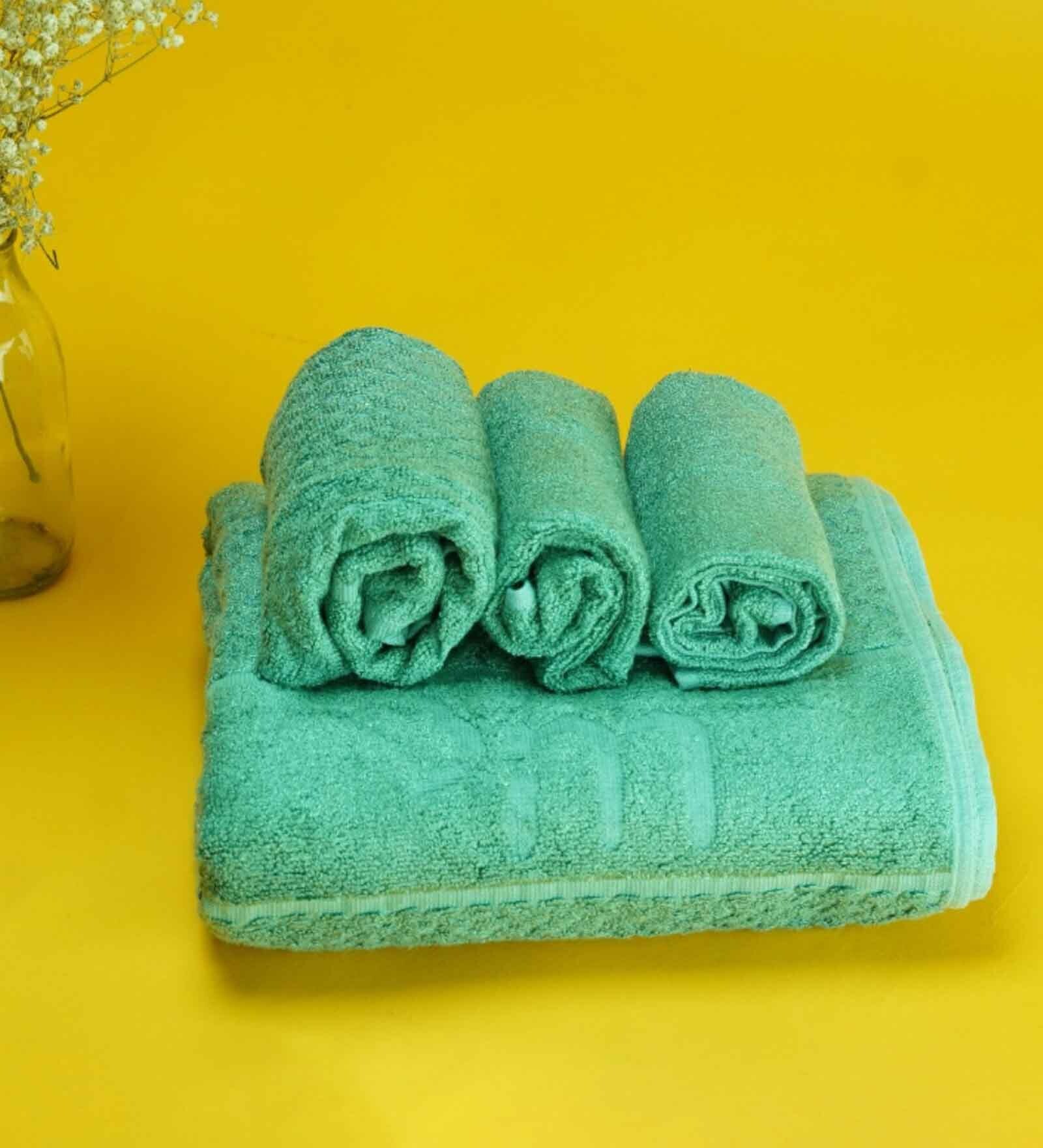 Buy Green Solid 600 GSM Bamboo Towel Sets (Set of 4) by Madake at 40