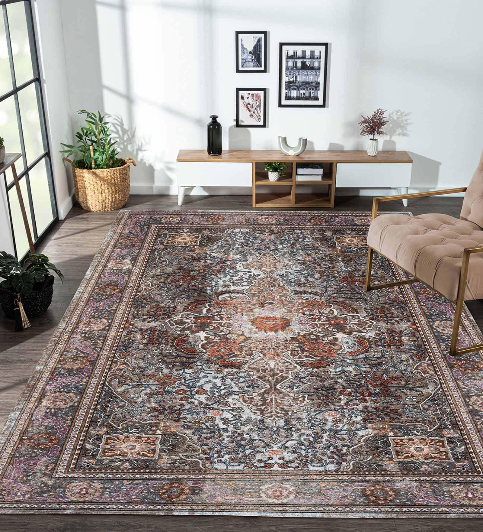 Green Abstract Polyester 59x32 Inches Machine Made Floor Runner