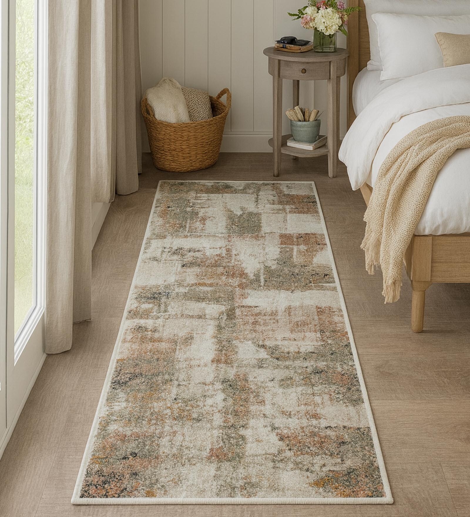 Green Abstract Polypropylene 5 ft x 2.5 ft Machine Made Runner