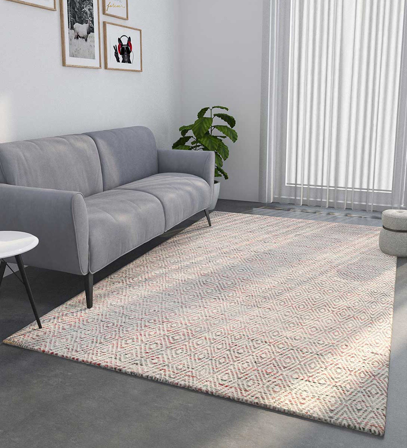 Green Geometric Wool & Viscose 6 ft x 9 ft Hand Knotted Carpet