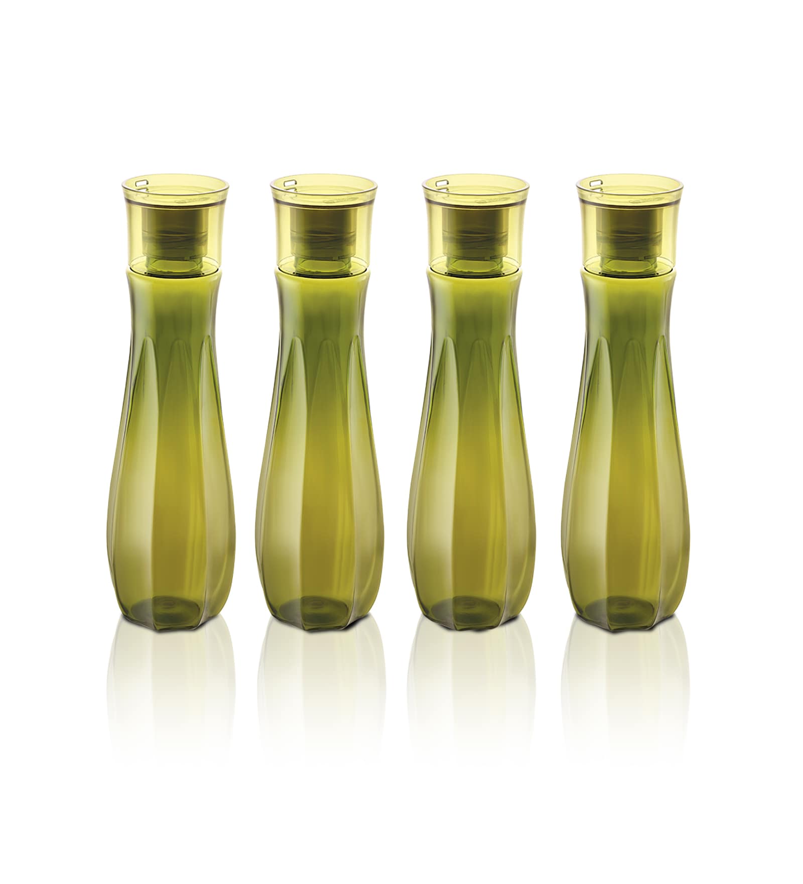 Green Plastic (Set of 4) Floret Water Bottle