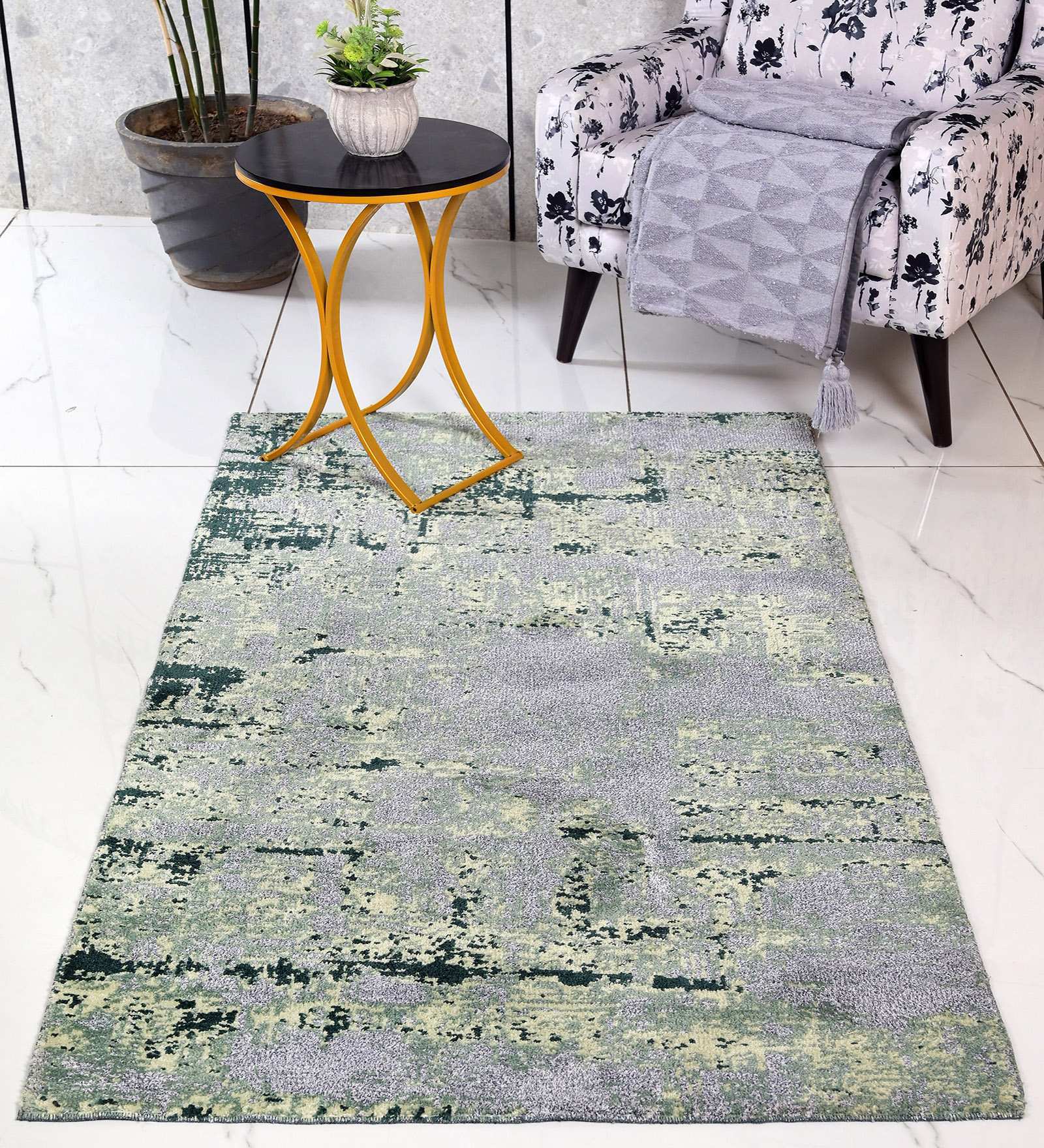 Green Anil Modern Pile 5X7 Ft Carpet