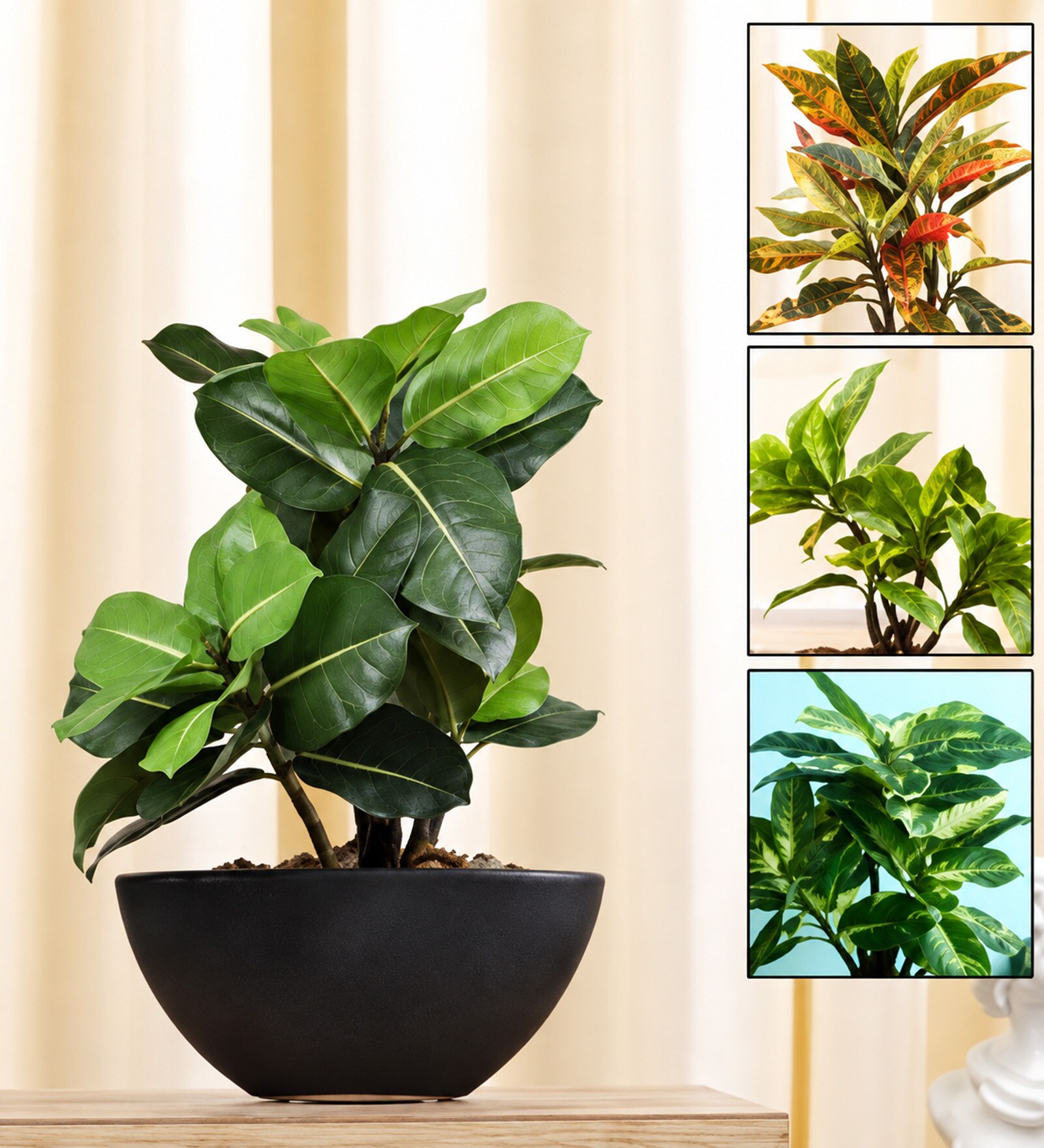 Green Fabric Artificial Bonsai with Ceramic Base