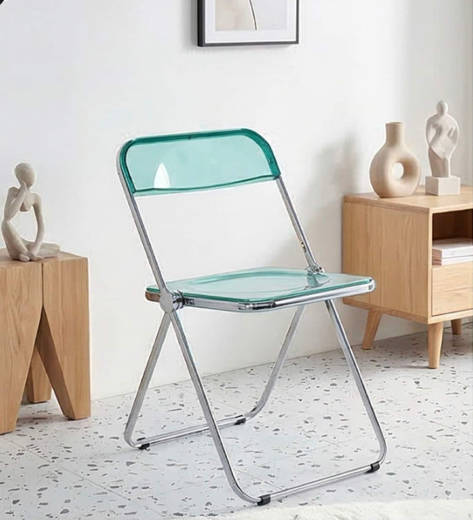 Green Colour Acrylic Finish Folding Ether Chair