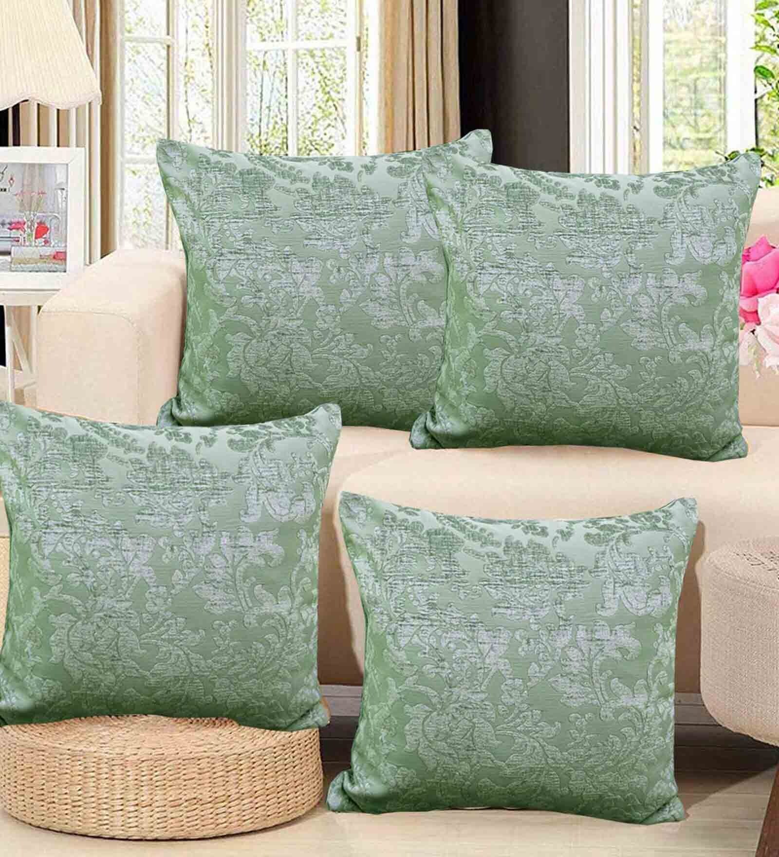 Buy Green Traditional Cotton 16 x 16 Inches Cushion Covers (Set of 4