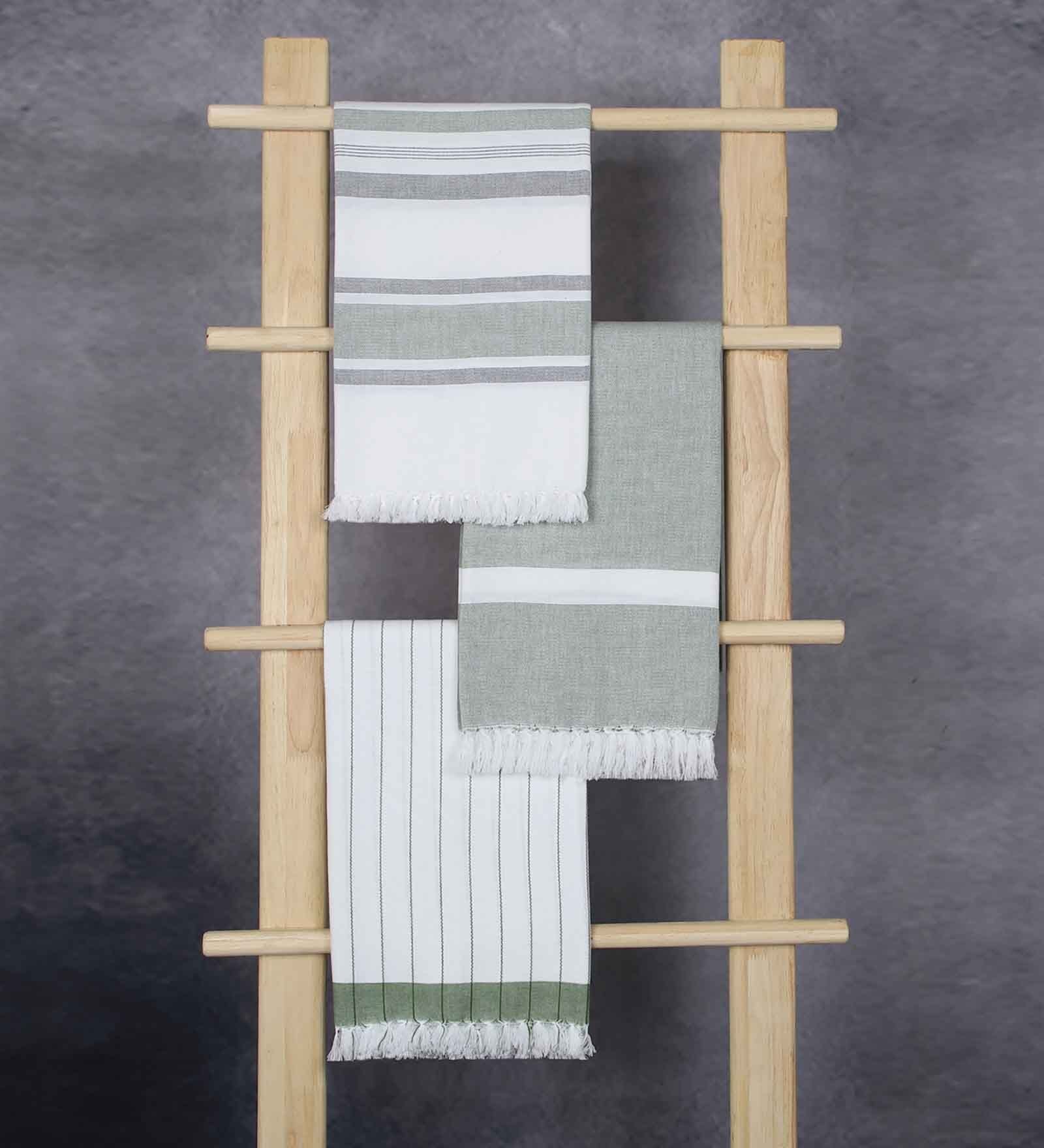 Green Cotton 230 GSM (Set of 3) Bath Towels
