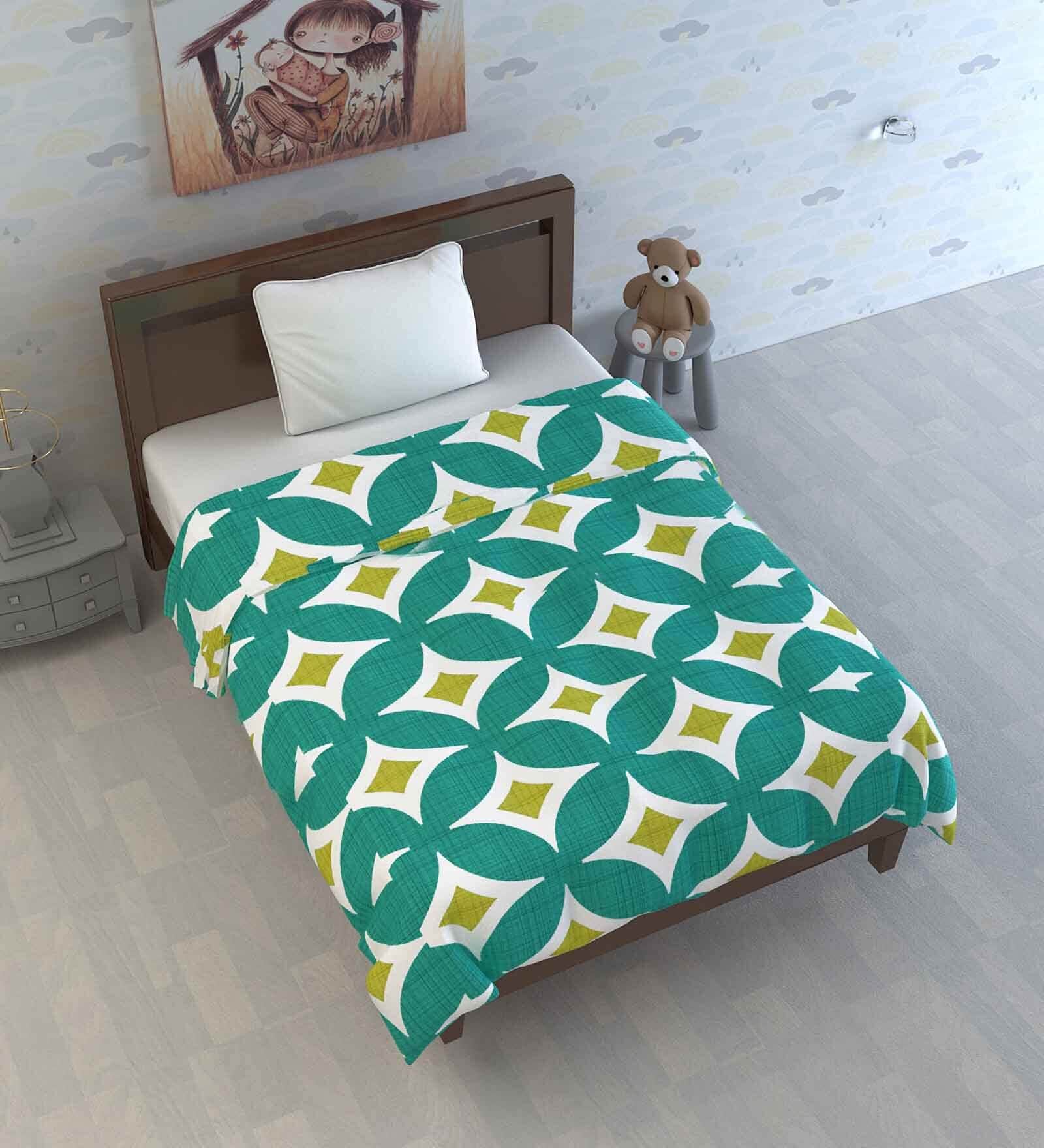 Green Cotton Abstract 120 GSM Reversible Single Bed Kids Dohar Green Cotton Abstract 120 GSM Reversible Single Bed Kids Dohar